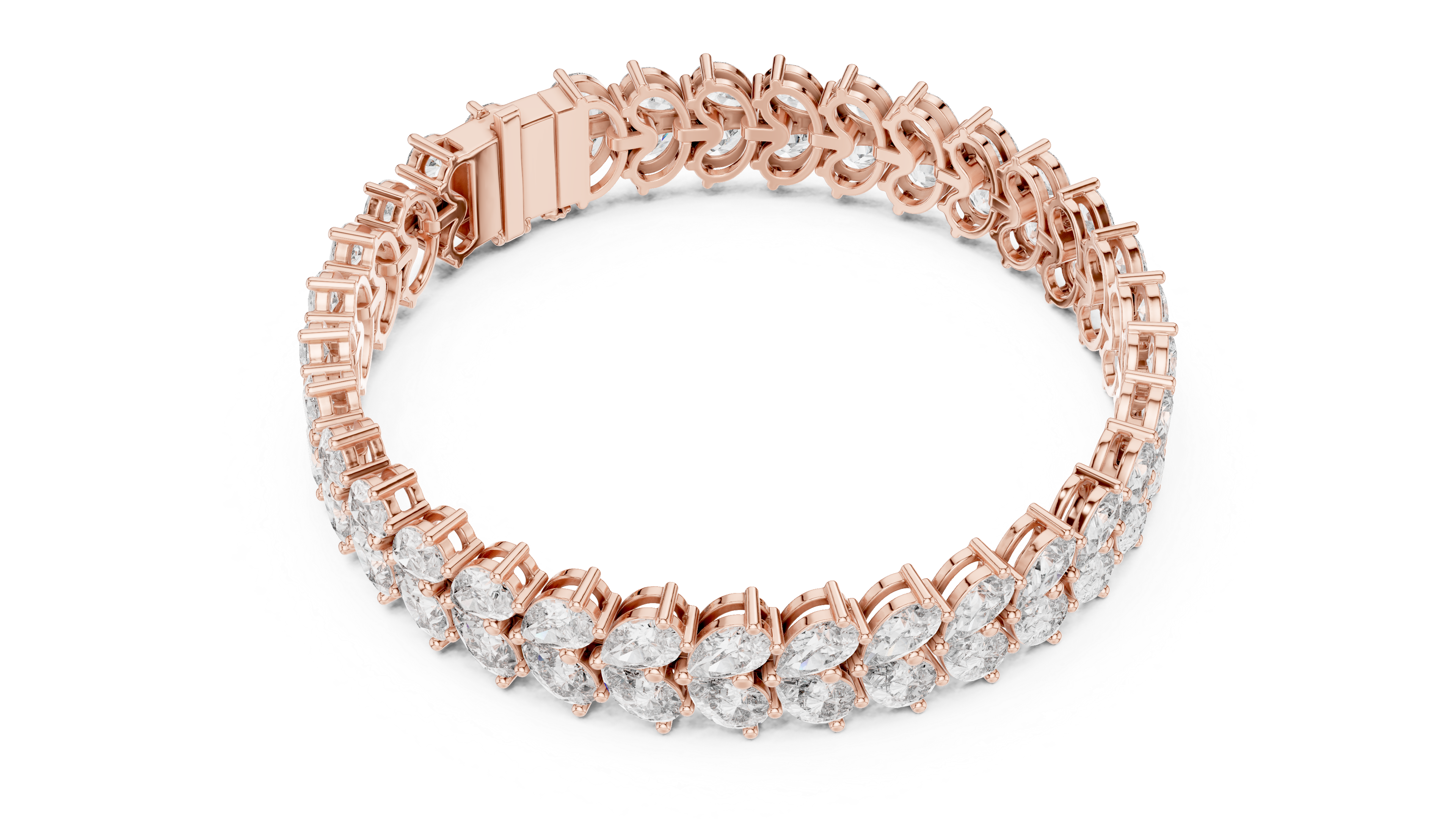 سوار التنس بكمثرى متدلية in Rose Gold - VYKA Diamonds