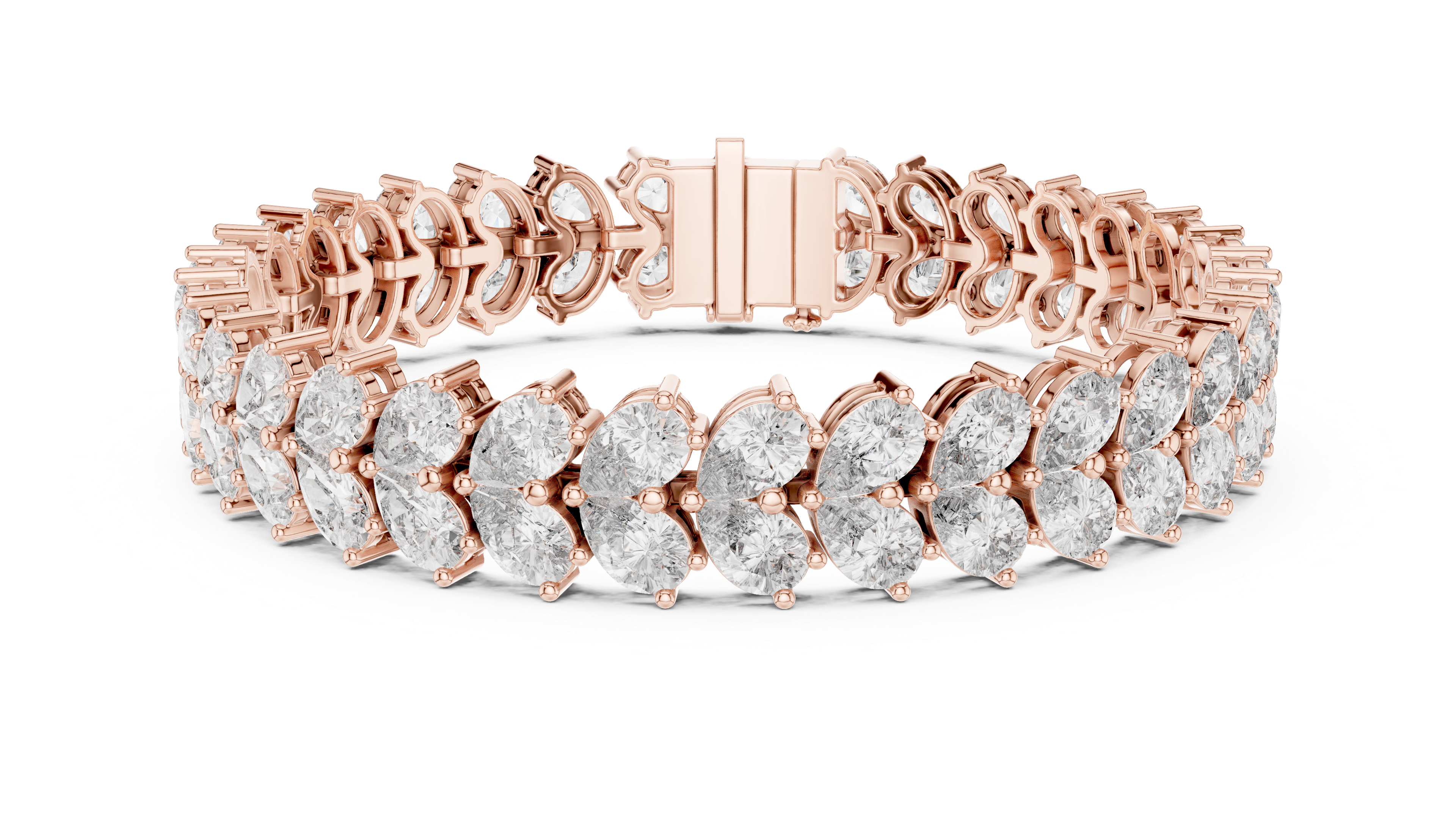 سوار التنس بكمثرى متدلية in Rose Gold - VYKA Diamonds