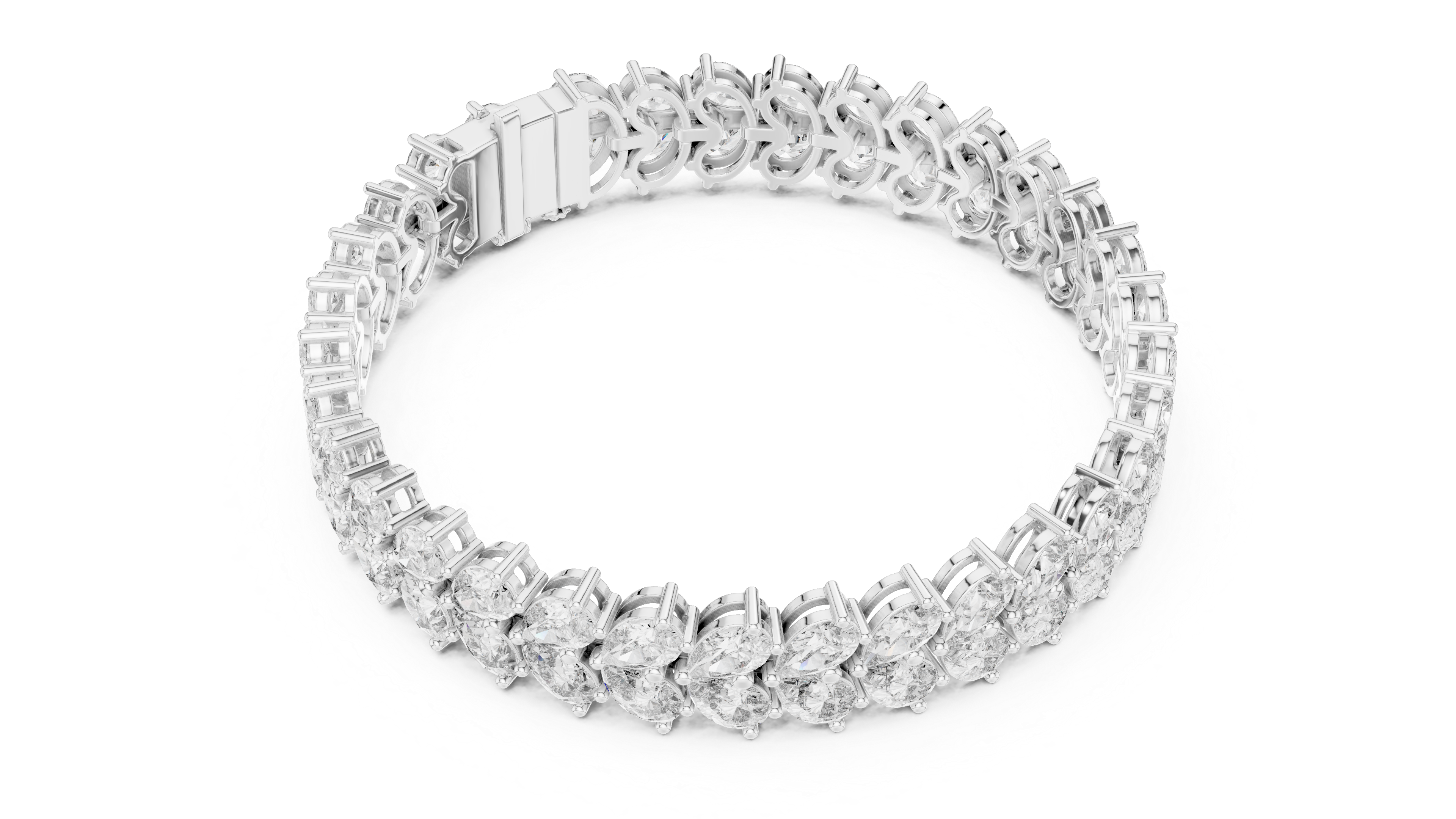 سوار التنس بكمثرى متدلية in White Gold - VYKA Diamonds