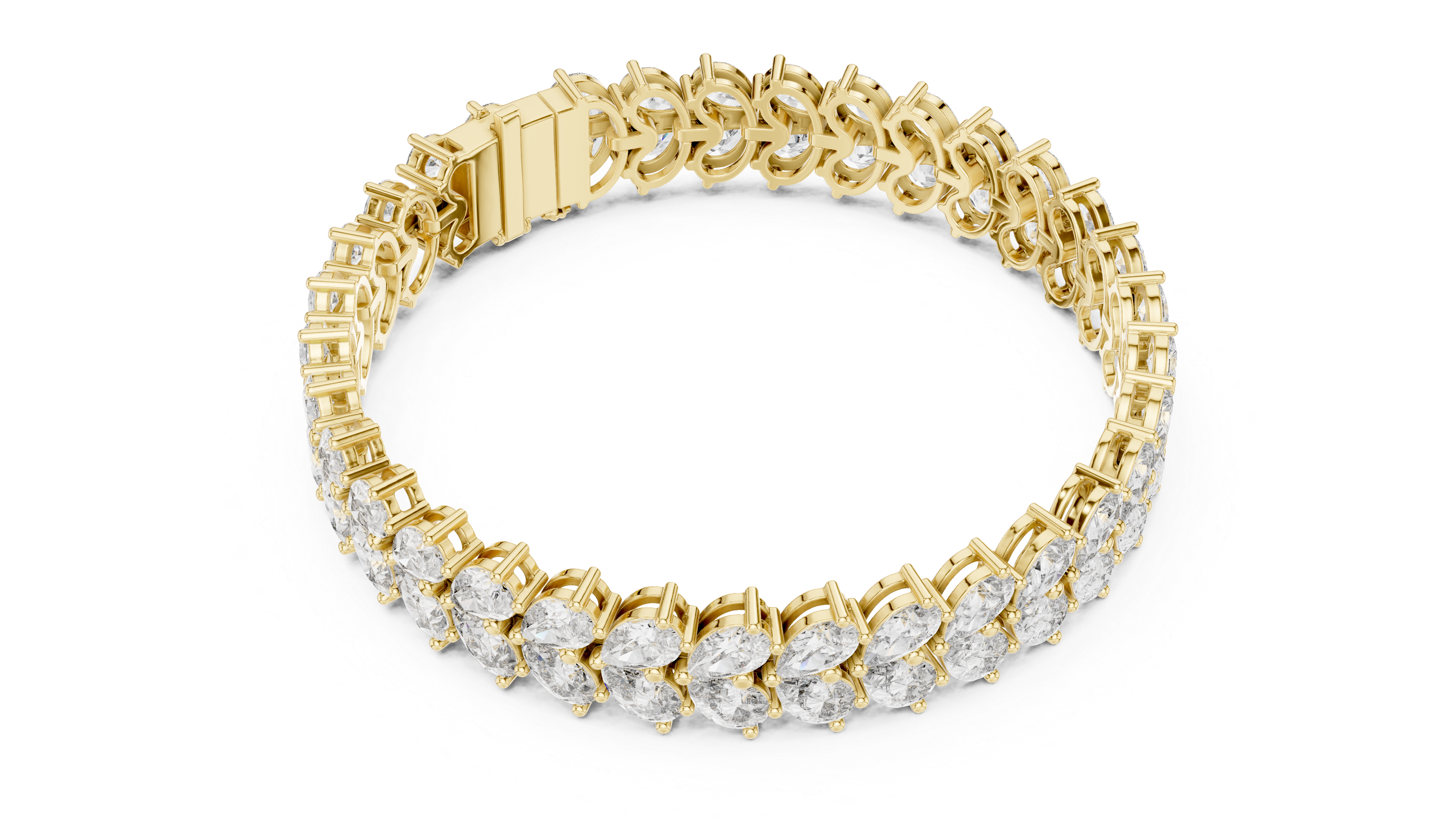 سوار التنس بكمثرى متدلية in Yellow Gold - VYKA Diamonds