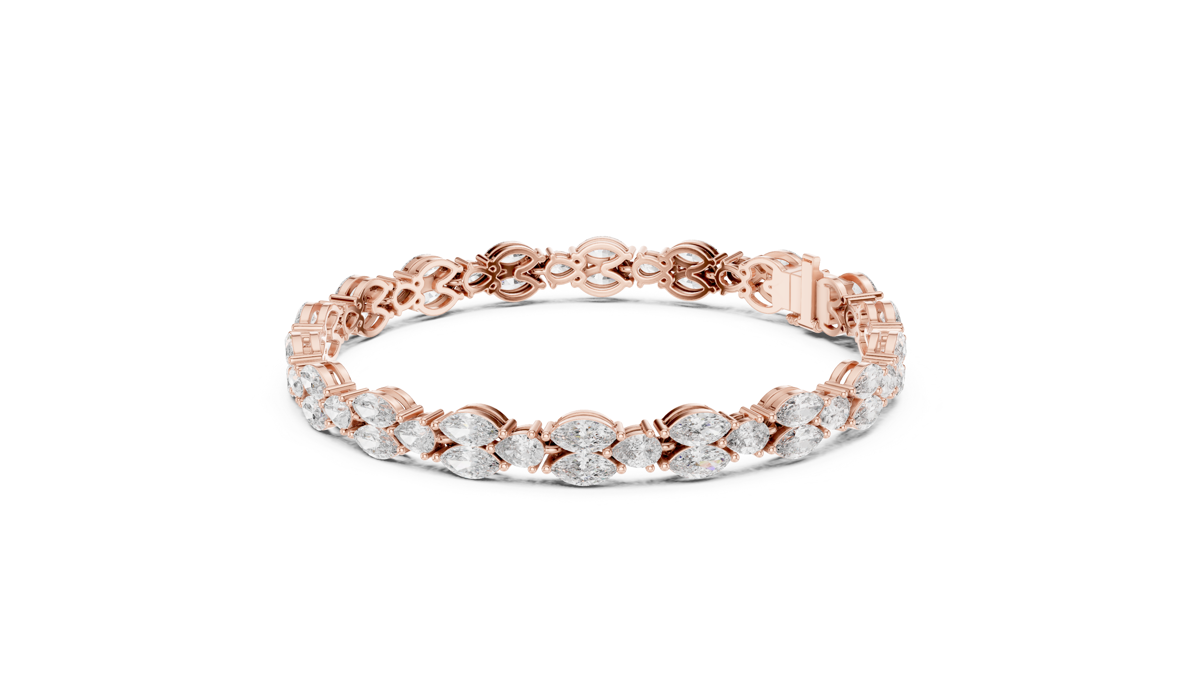 سوار التنس على شكل كمثرى مزدوج in Rose Gold - VYKA Diamonds