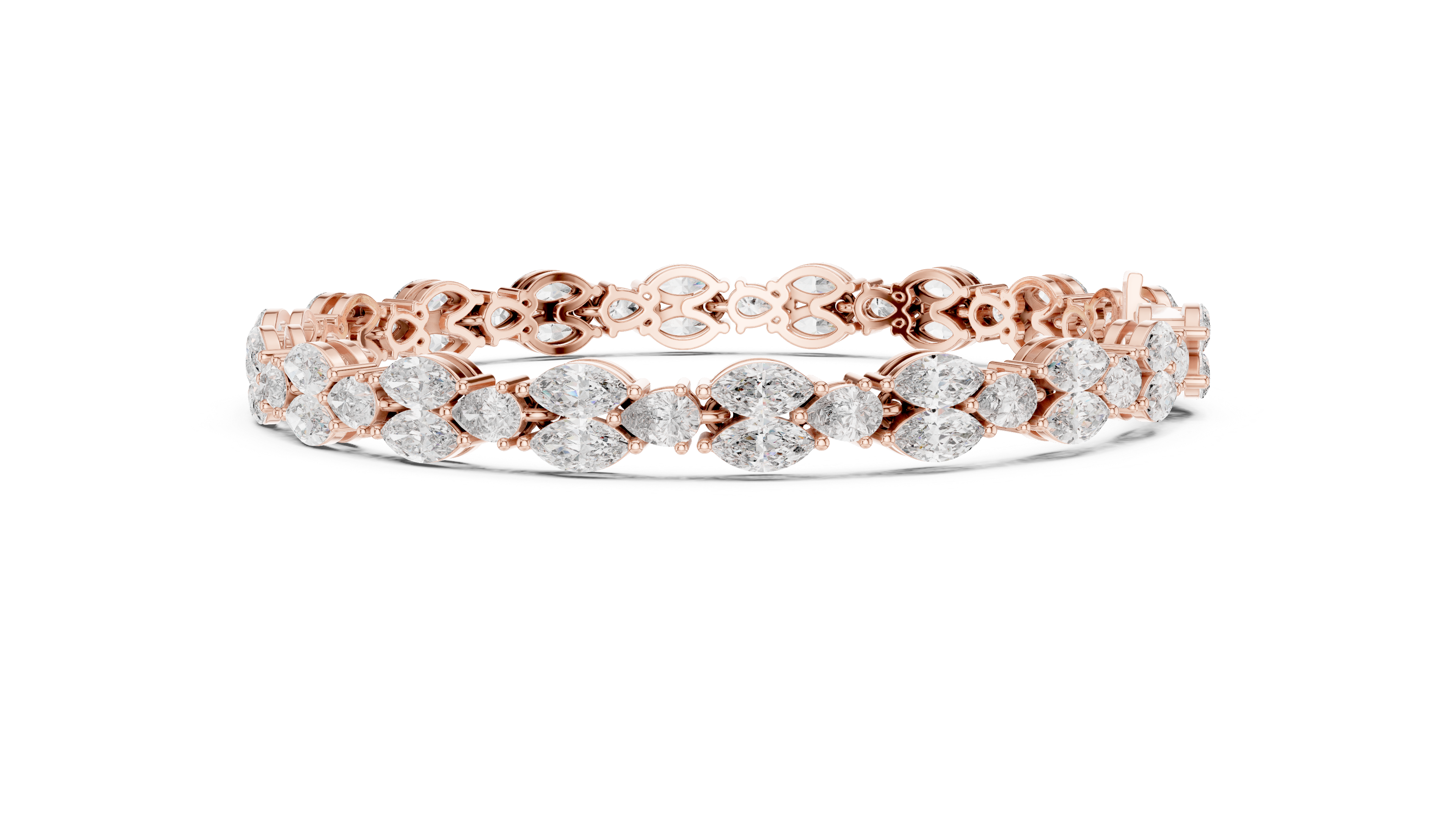 سوار التنس على شكل كمثرى مزدوج in Rose Gold - VYKA Diamonds