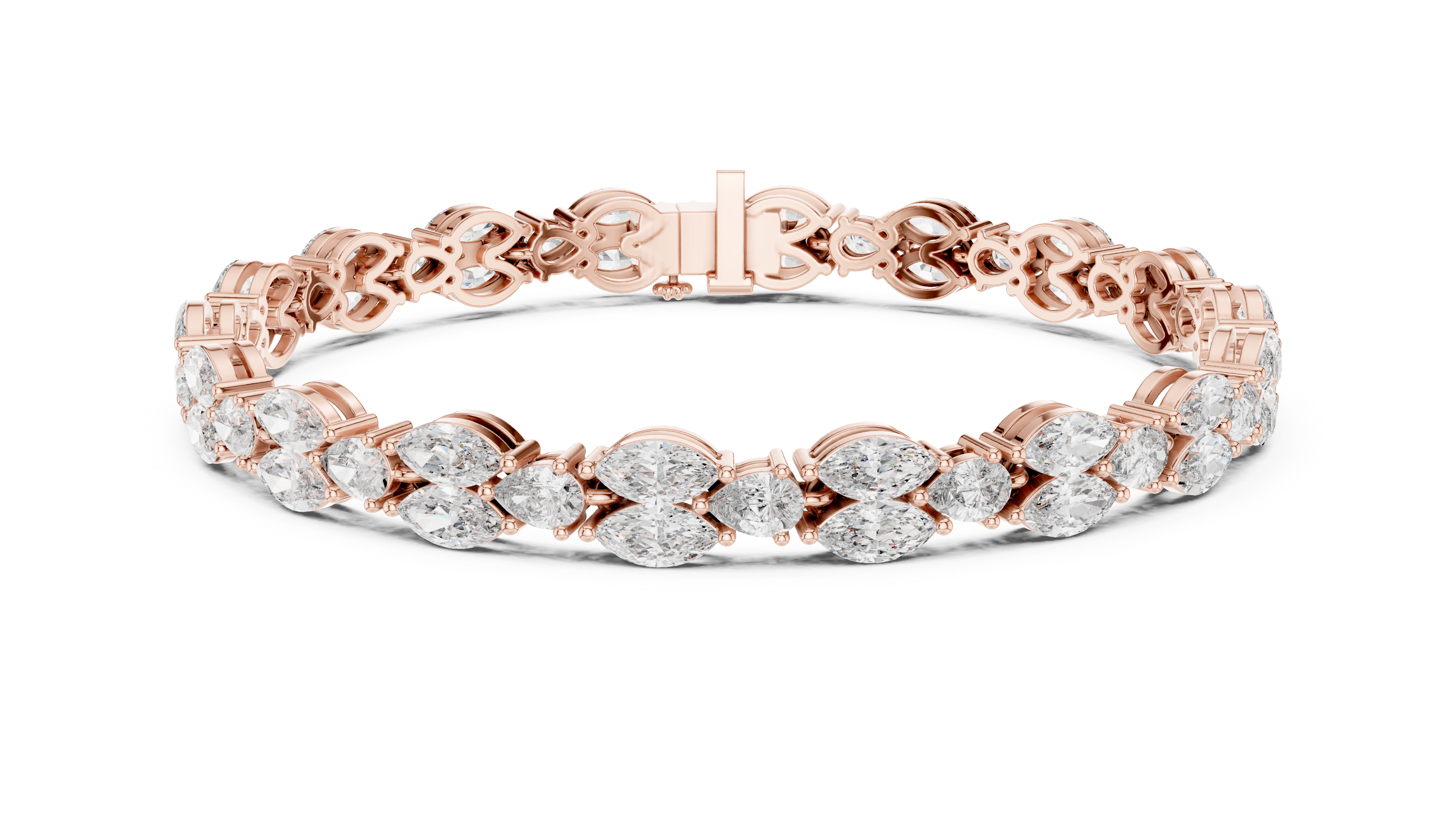 سوار التنس على شكل كمثرى مزدوج in Rose Gold - VYKA Diamonds