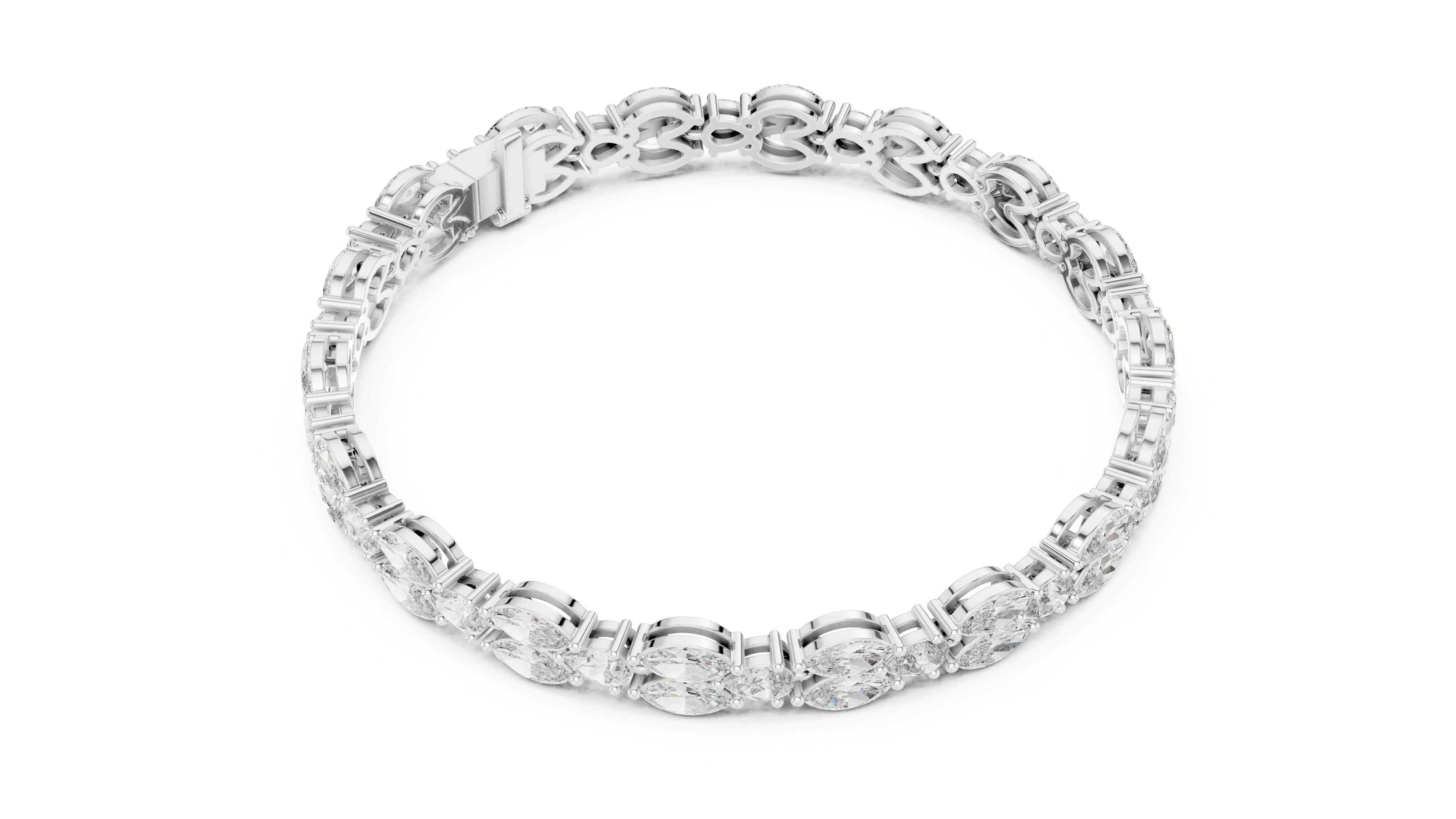 سوار التنس على شكل كمثرى مزدوج in White Gold - VYKA Diamonds