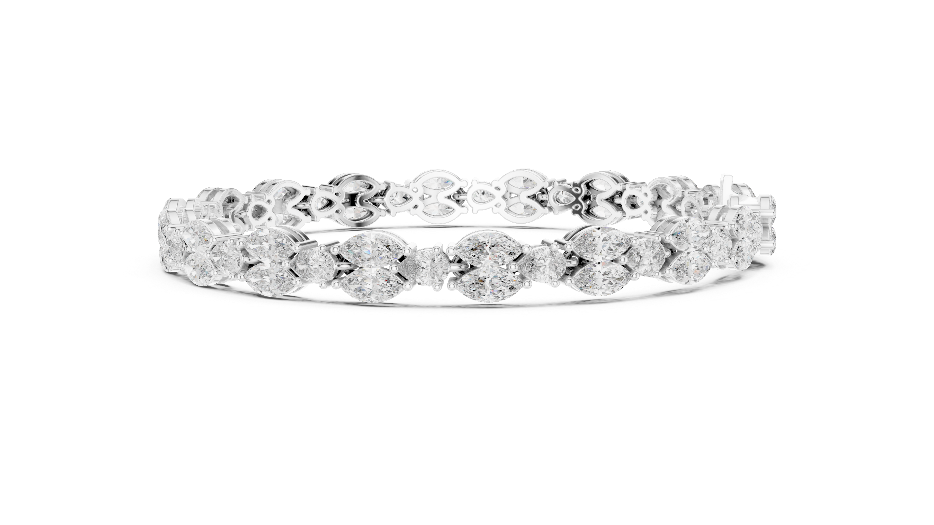 سوار التنس على شكل كمثرى مزدوج in White Gold - VYKA Diamonds