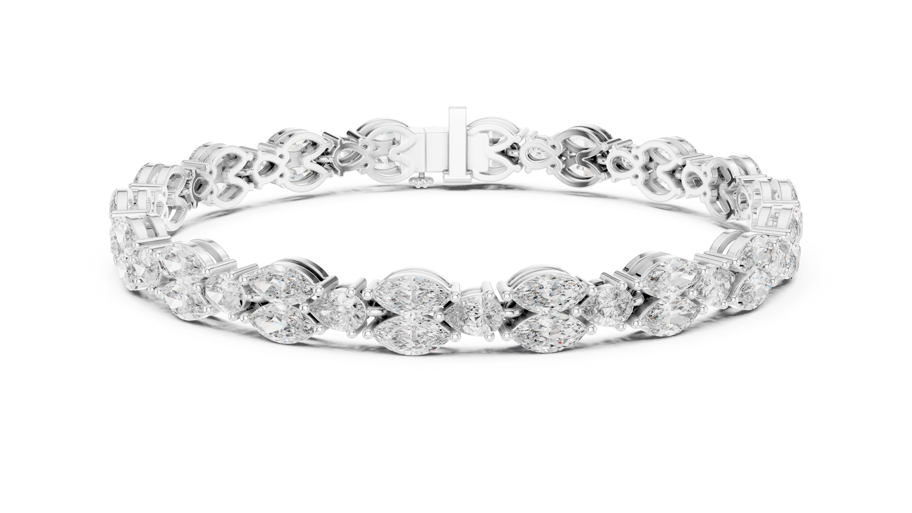 سوار التنس على شكل كمثرى مزدوج in White Gold - VYKA Diamonds