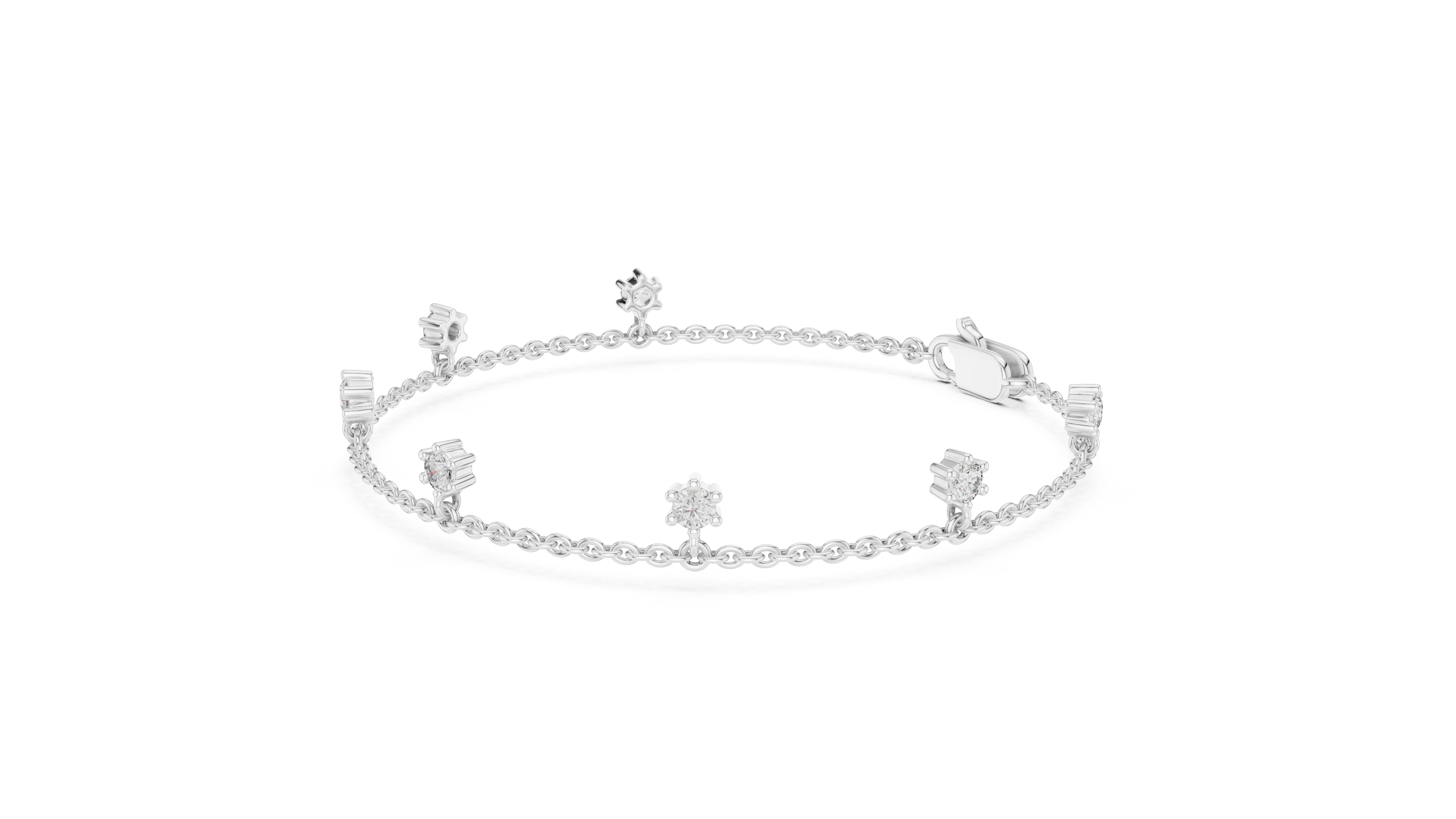 سوار سلسلة ألماس بسيط in White Gold - VYKA Diamonds