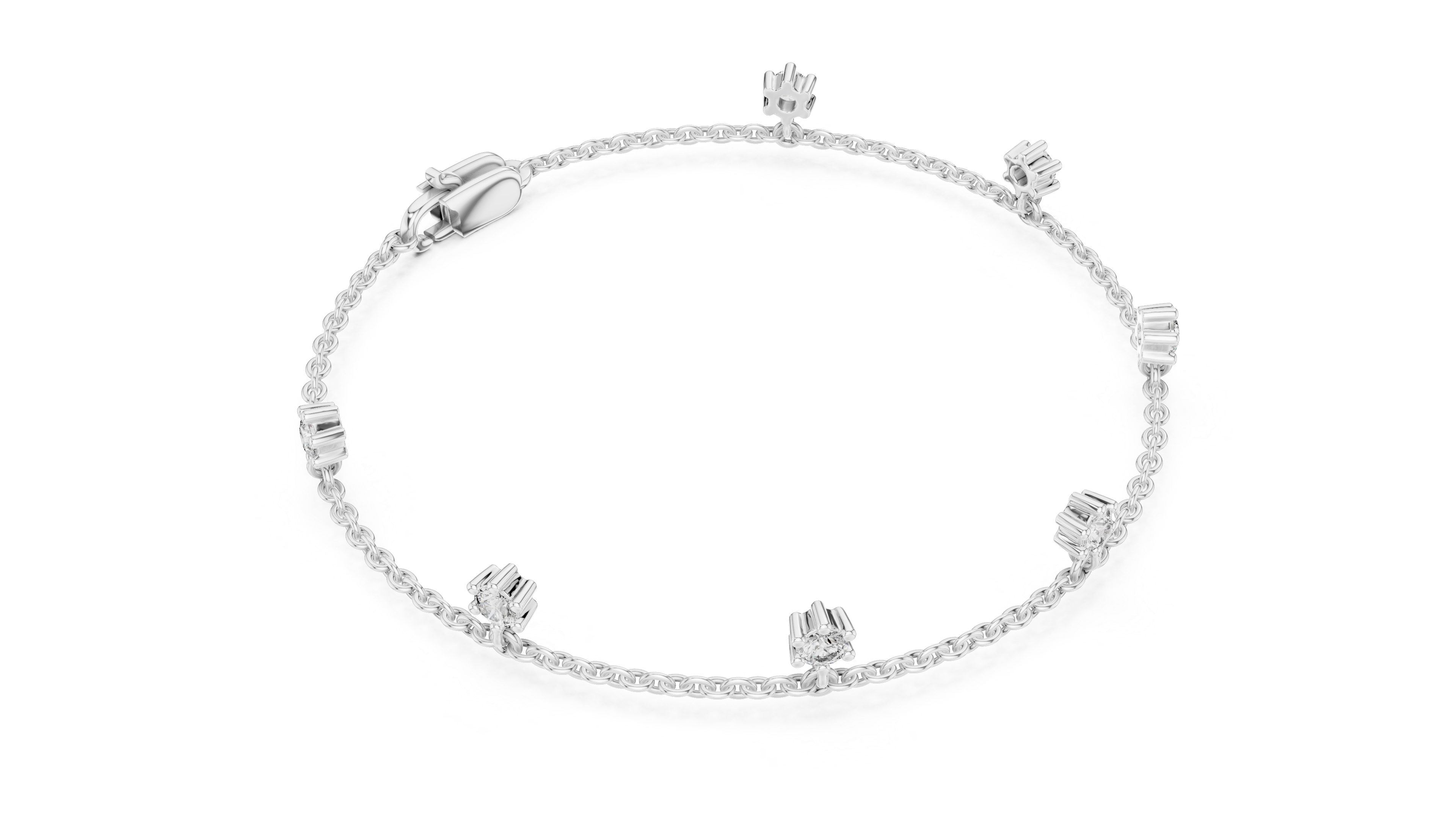 سوار سلسلة ألماس بسيط in White Gold - VYKA Diamonds