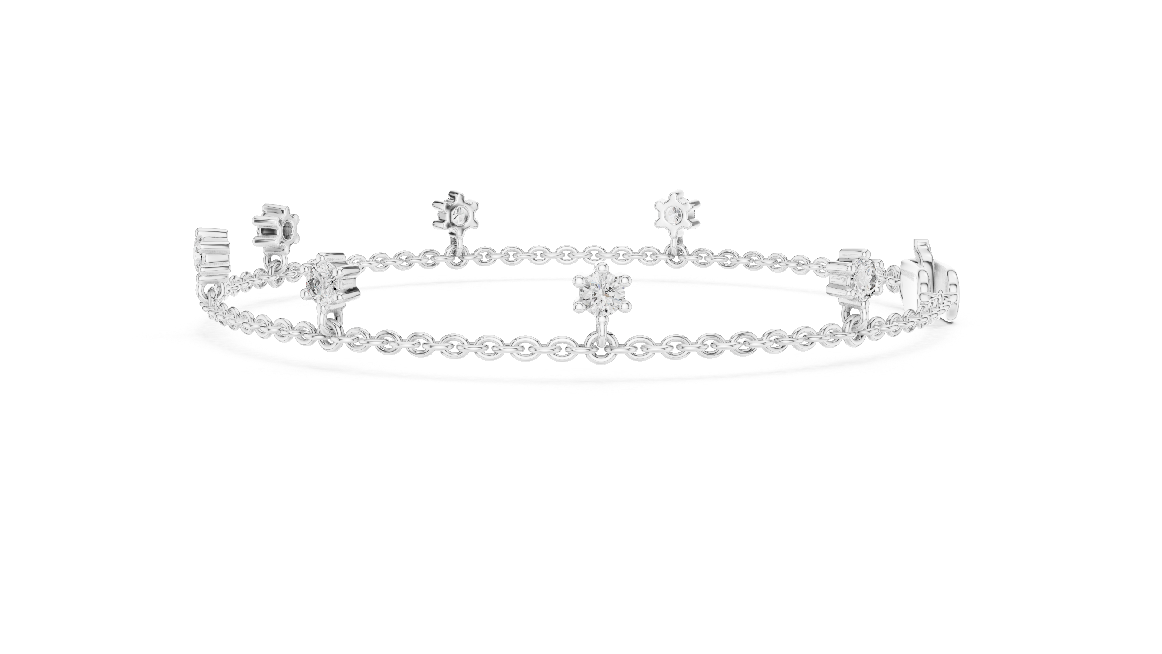 سوار سلسلة ألماس بسيط in White Gold - VYKA Diamonds
