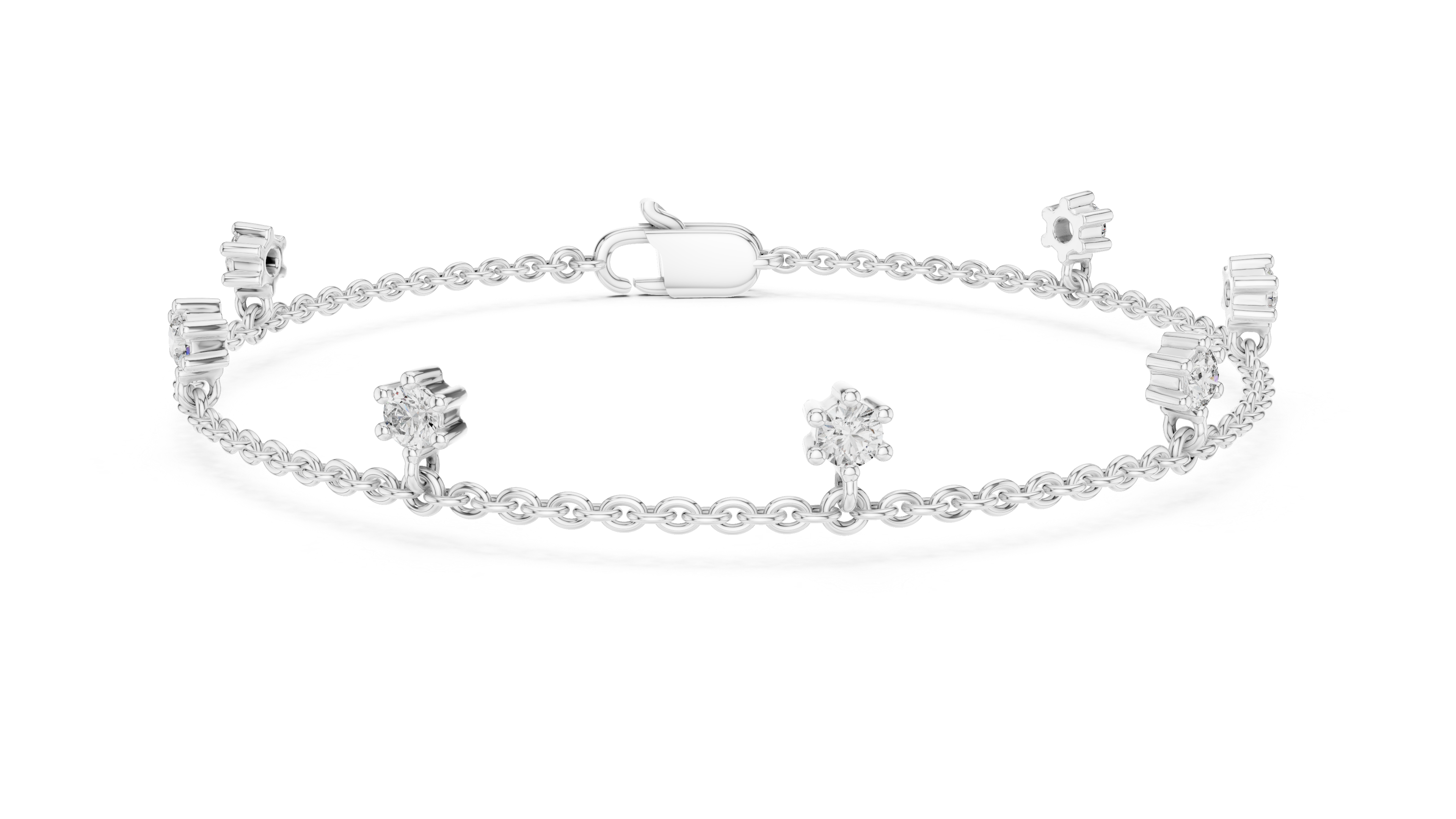 سوار سلسلة ألماس بسيط in White Gold - VYKA Diamonds