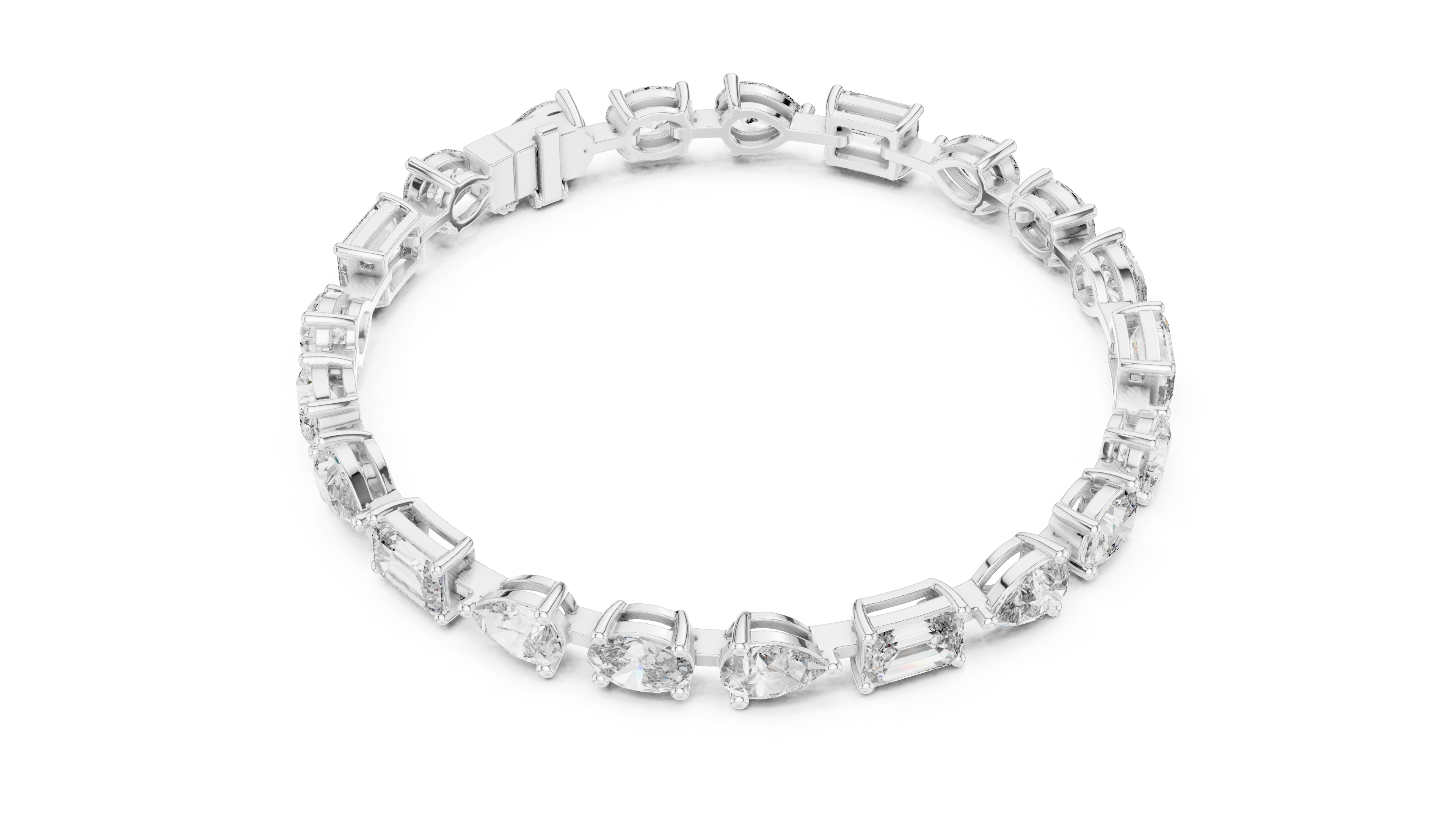 سوار التنس البيضاوي in White Gold - VYKA Diamonds