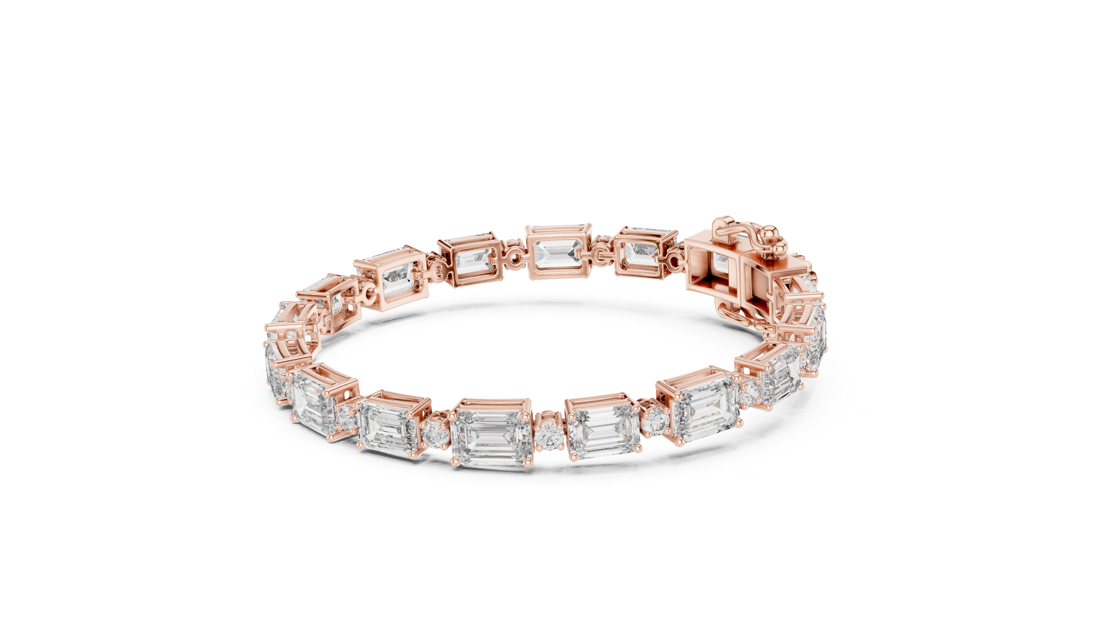 سوار ألماس بقصة الزمرد in Rose Gold - VYKA Diamonds
