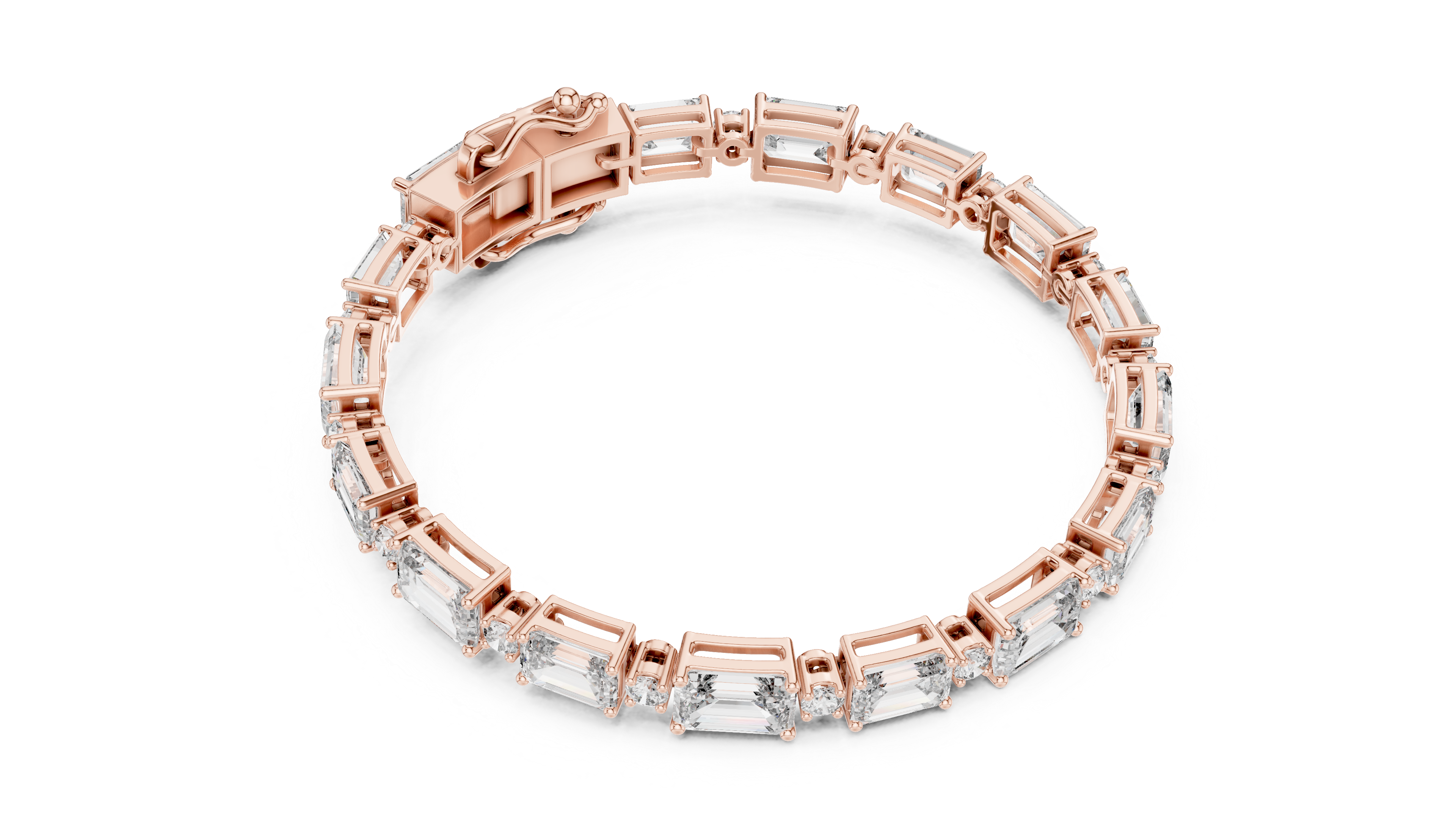 سوار ألماس بقصة الزمرد in Rose Gold - VYKA Diamonds