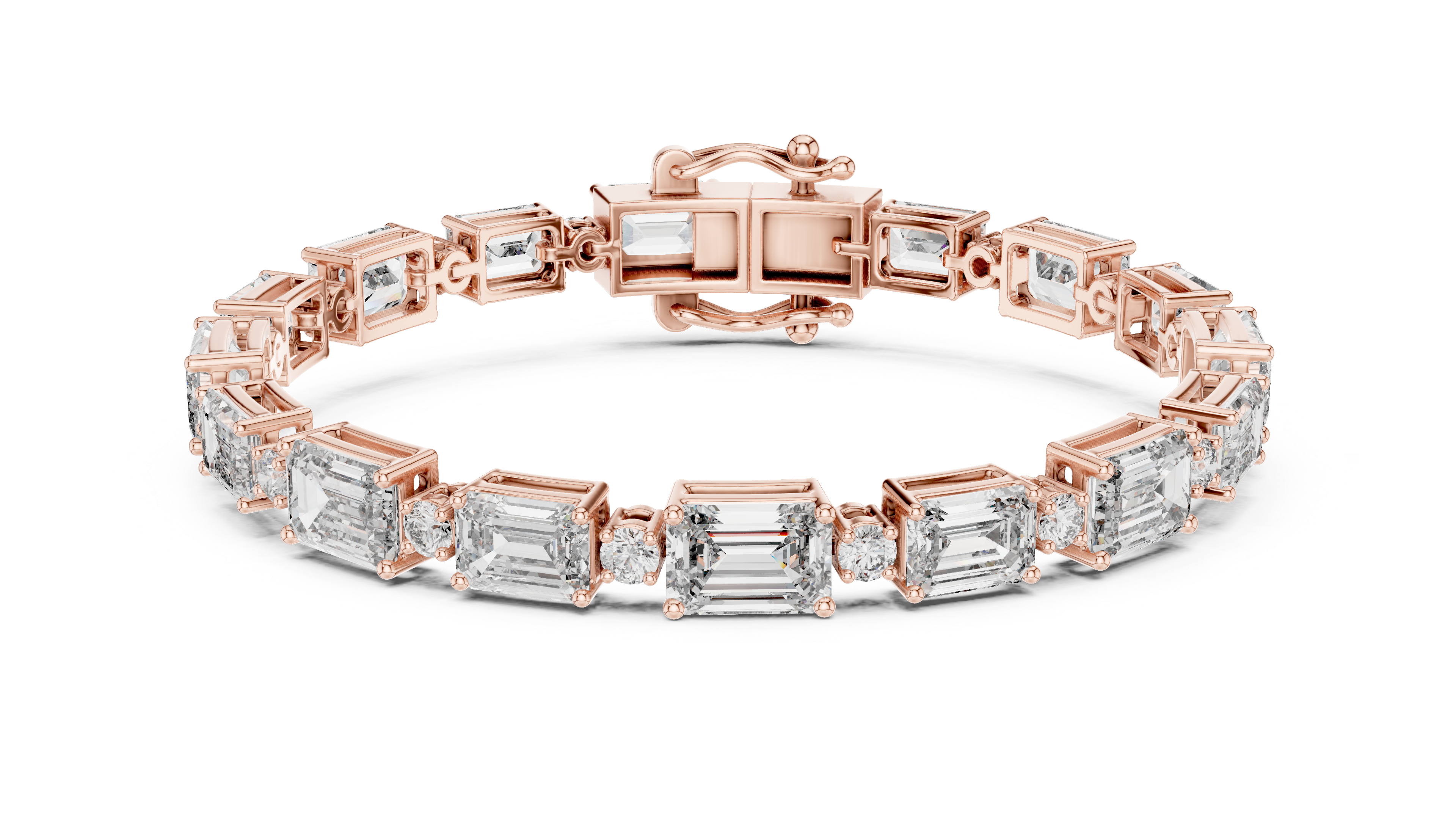 سوار ألماس بقصة الزمرد in Rose Gold - VYKA Diamonds