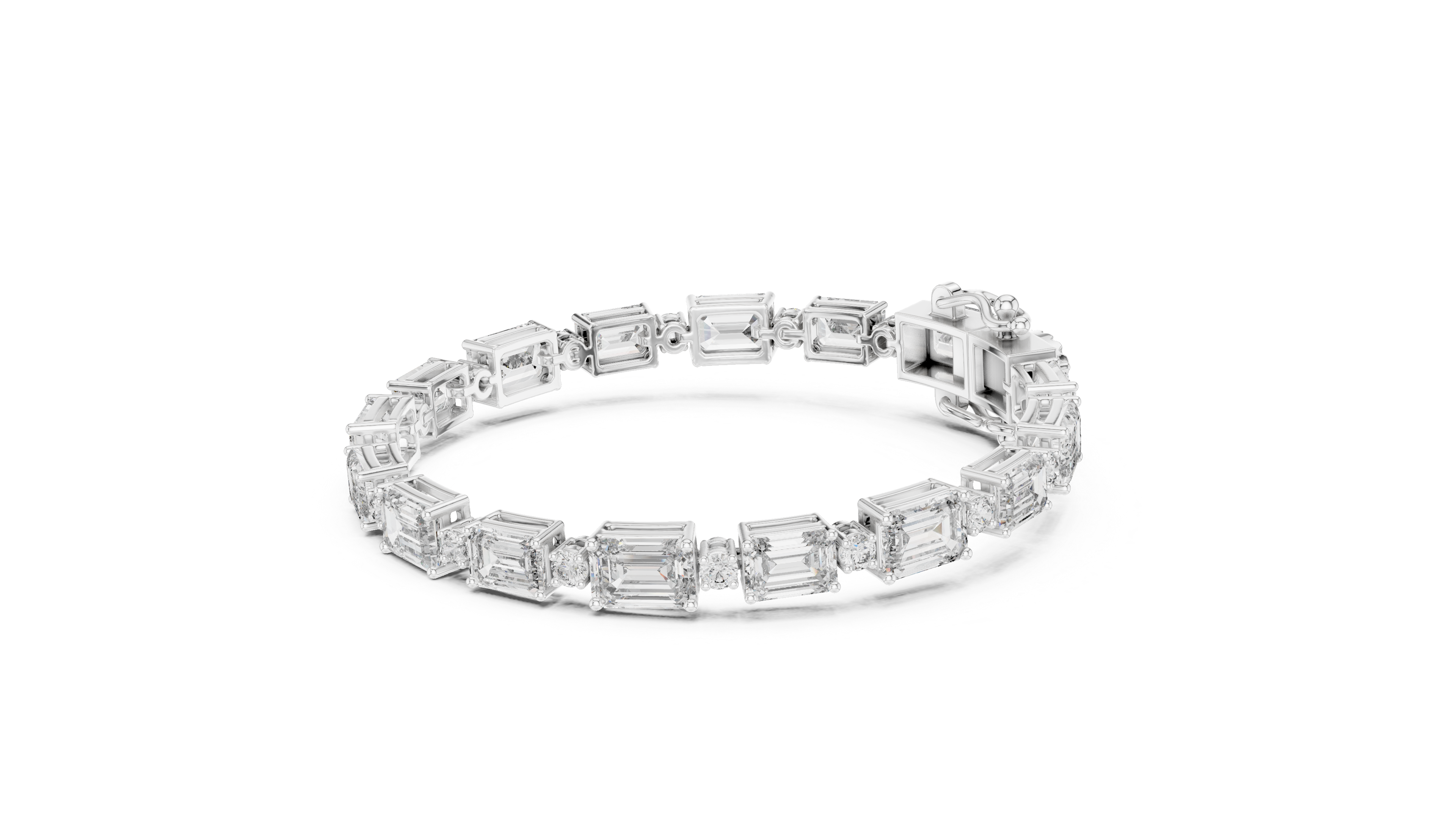 سوار ألماس بقصة الزمرد in White Gold - VYKA Diamonds