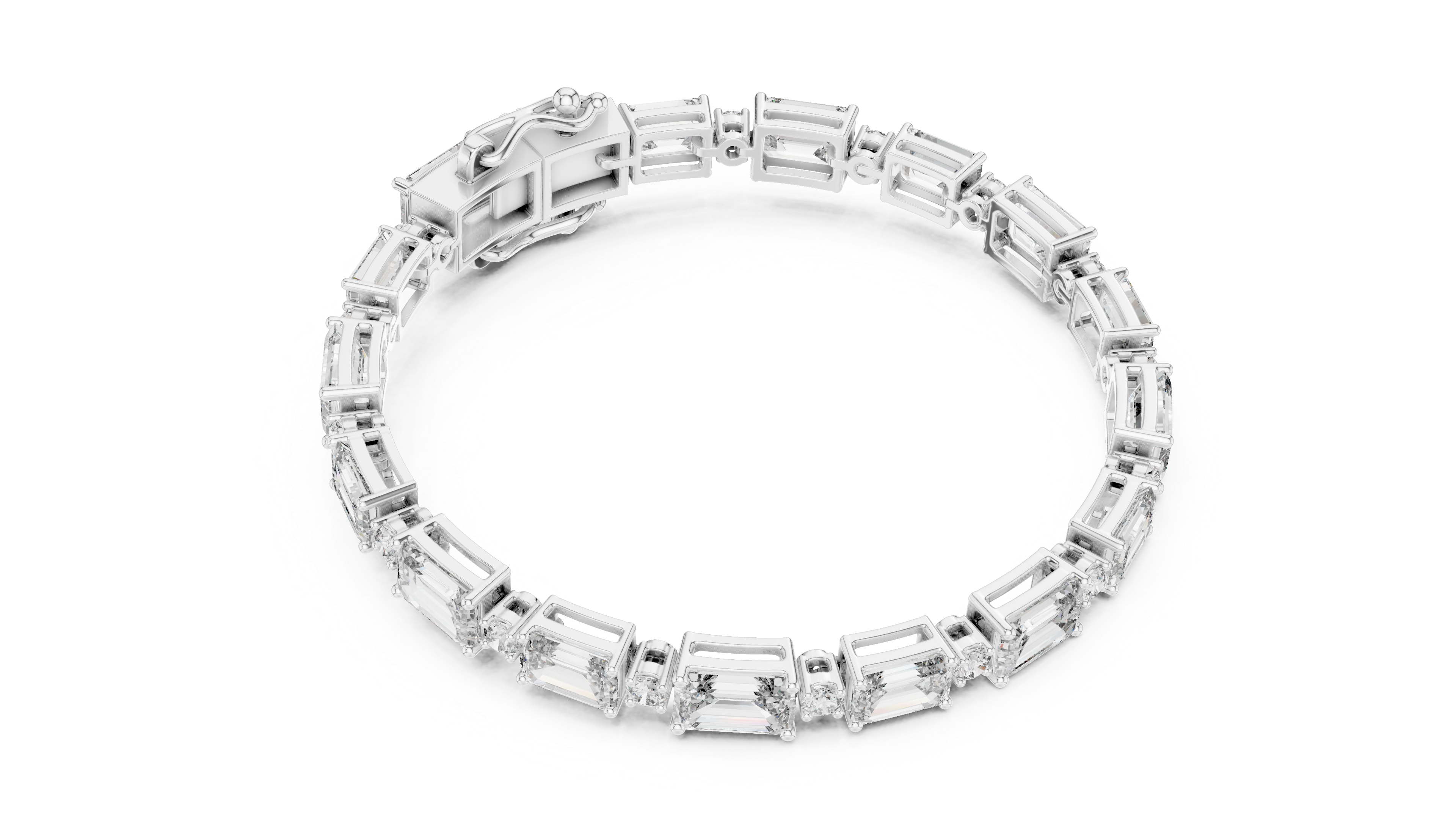سوار ألماس بقصة الزمرد in White Gold - VYKA Diamonds