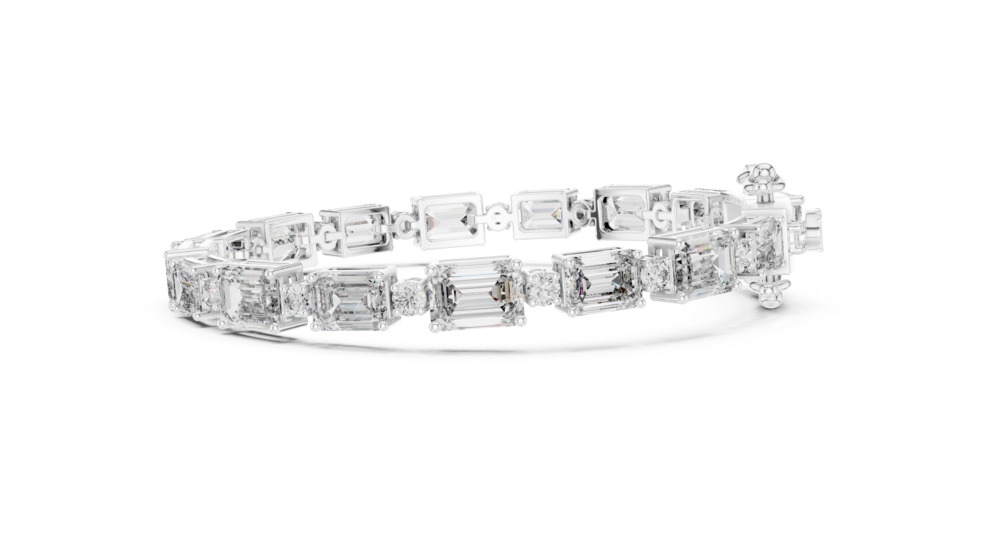 سوار ألماس بقصة الزمرد in White Gold - VYKA Diamonds