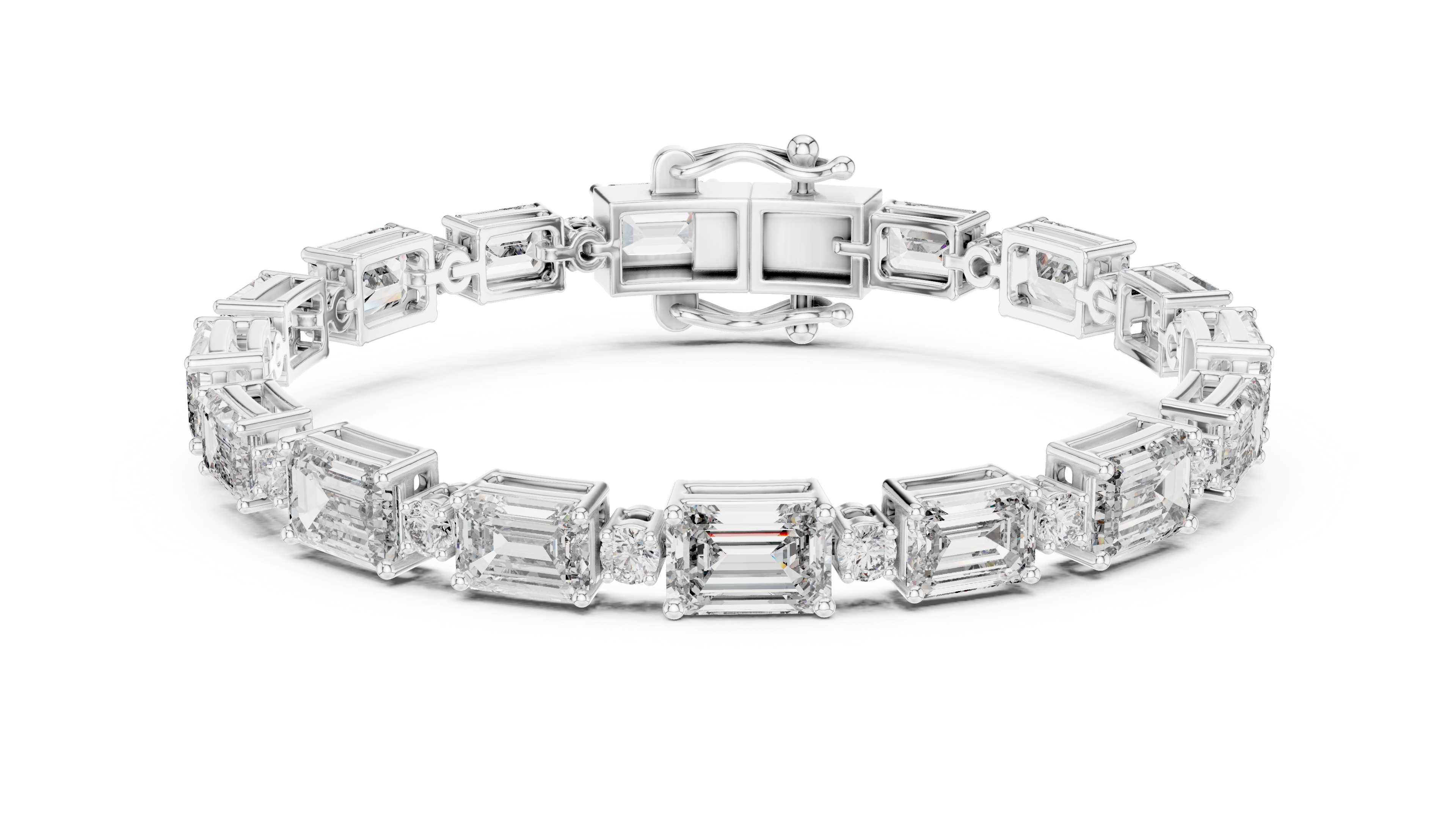 سوار ألماس بقصة الزمرد in White Gold - VYKA Diamonds
