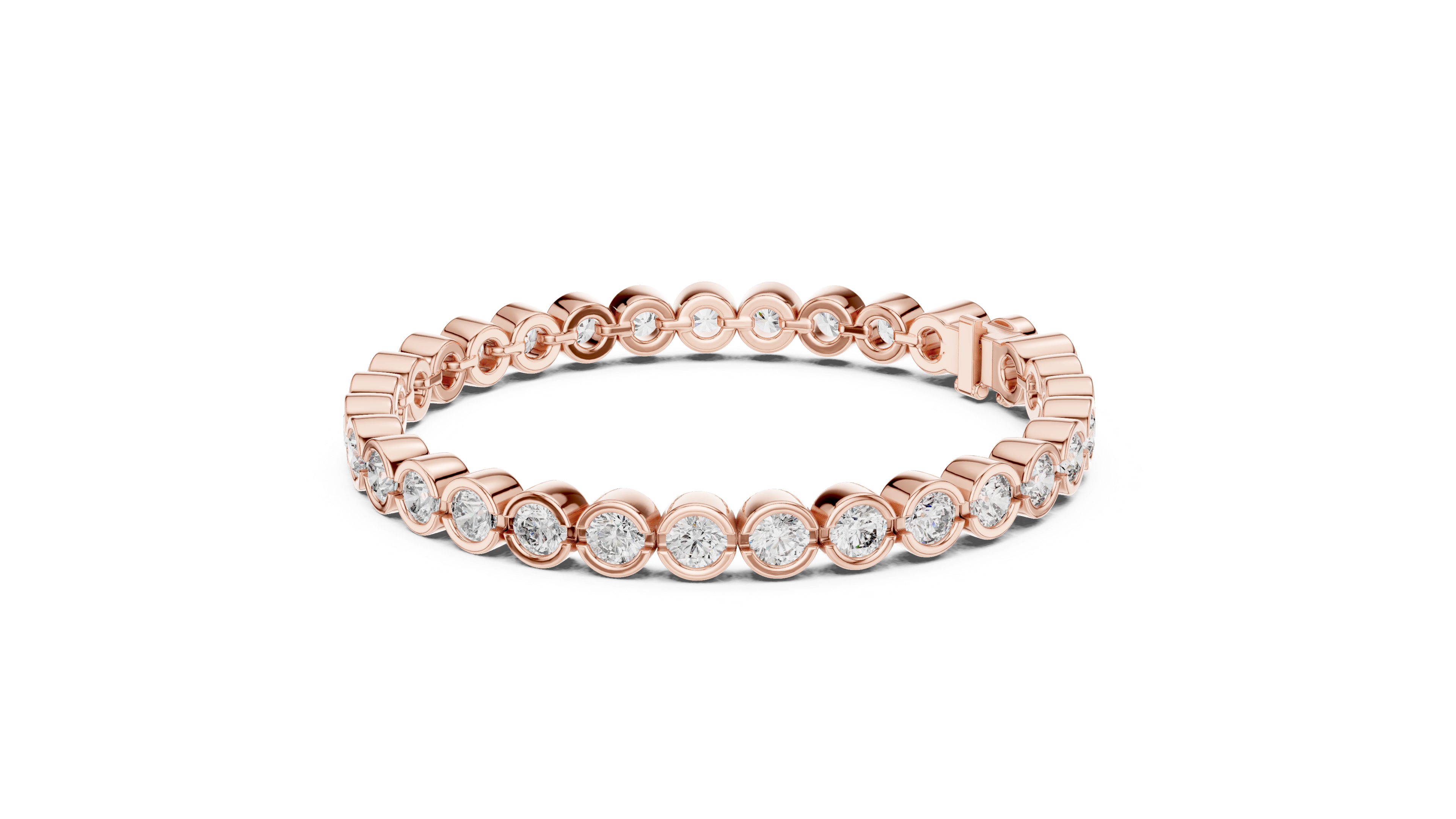 Bezel-Set Round Bracelet in Rose Gold - VYKA Diamonds