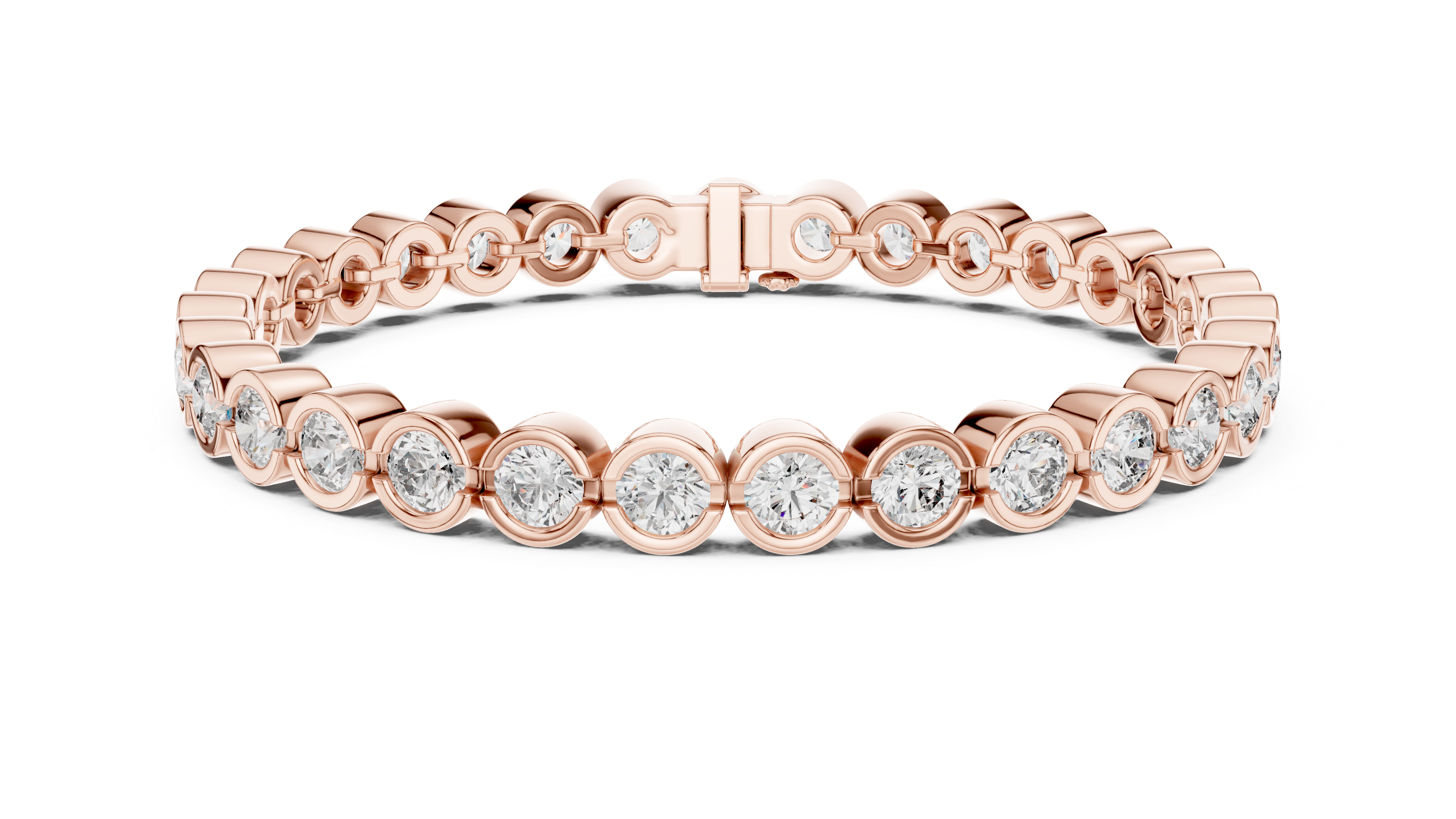 Bezel-Set Round Bracelet in Rose Gold - VYKA Diamonds
