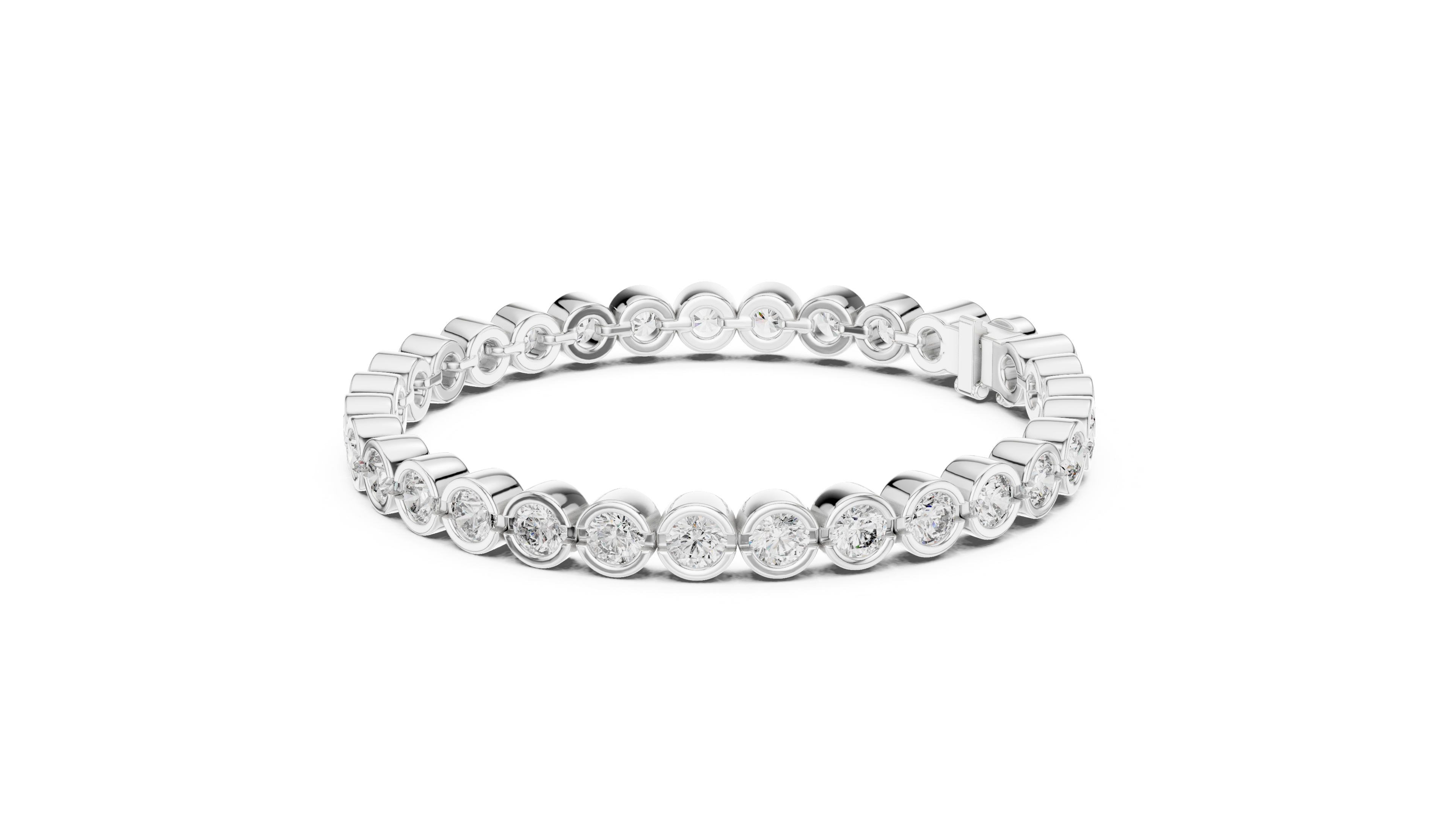 Bezel-Set Round Bracelet in White Gold - VYKA Diamonds