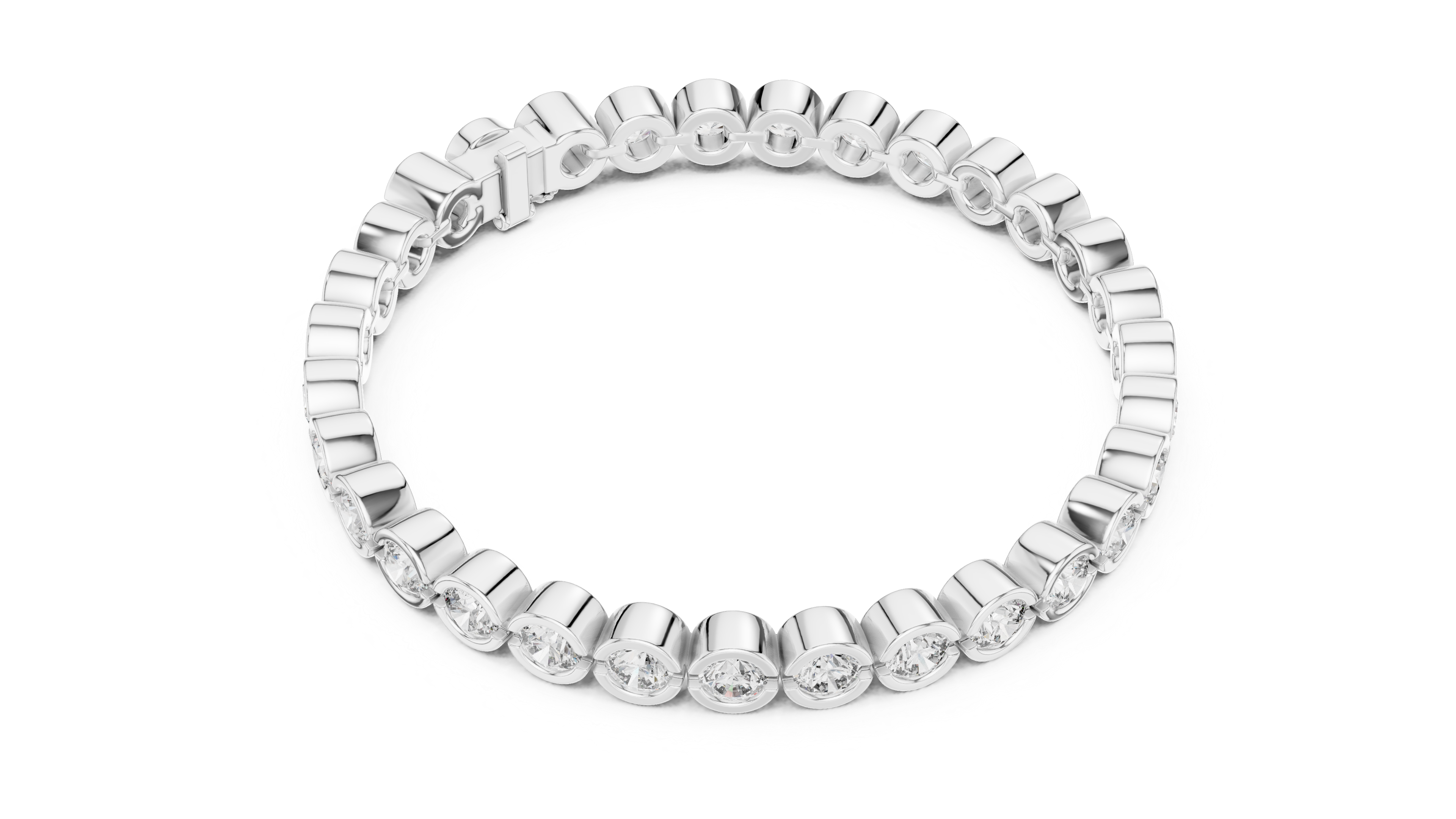 Bezel-Set Round Bracelet in White Gold - VYKA Diamonds
