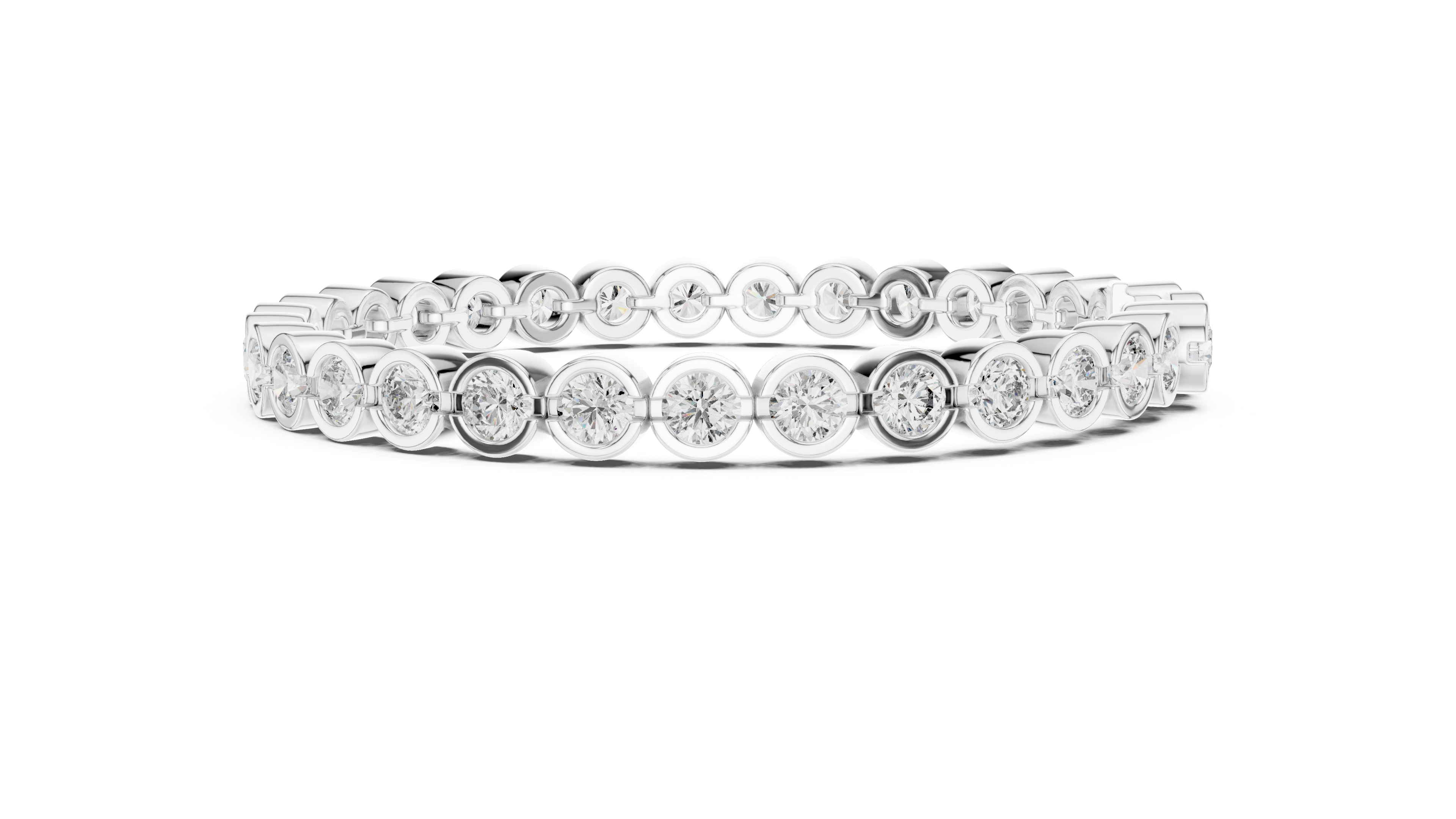Bezel-Set Round Bracelet in White Gold - VYKA Diamonds
