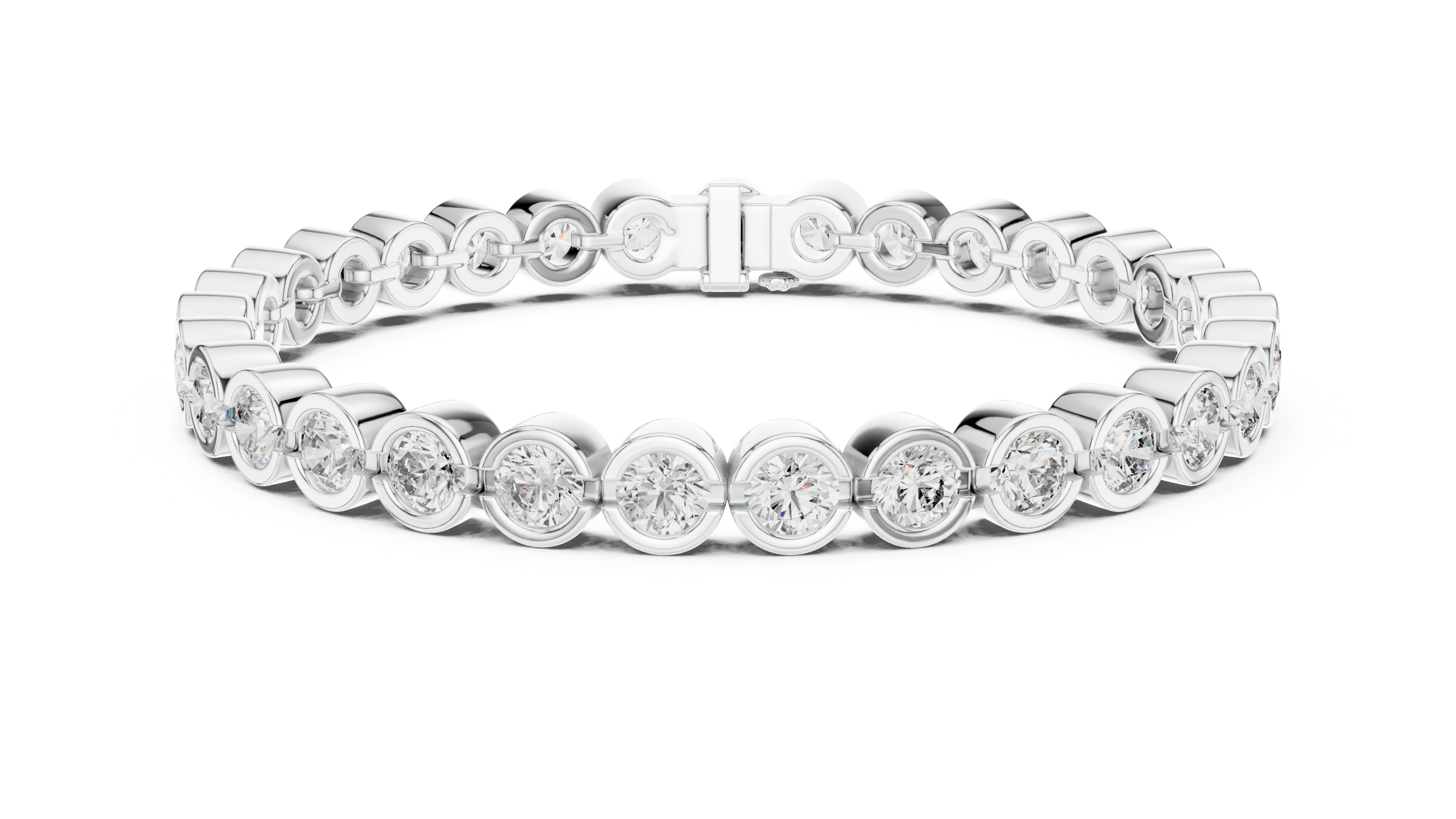 Bezel-Set Round Bracelet in White Gold - VYKA Diamonds