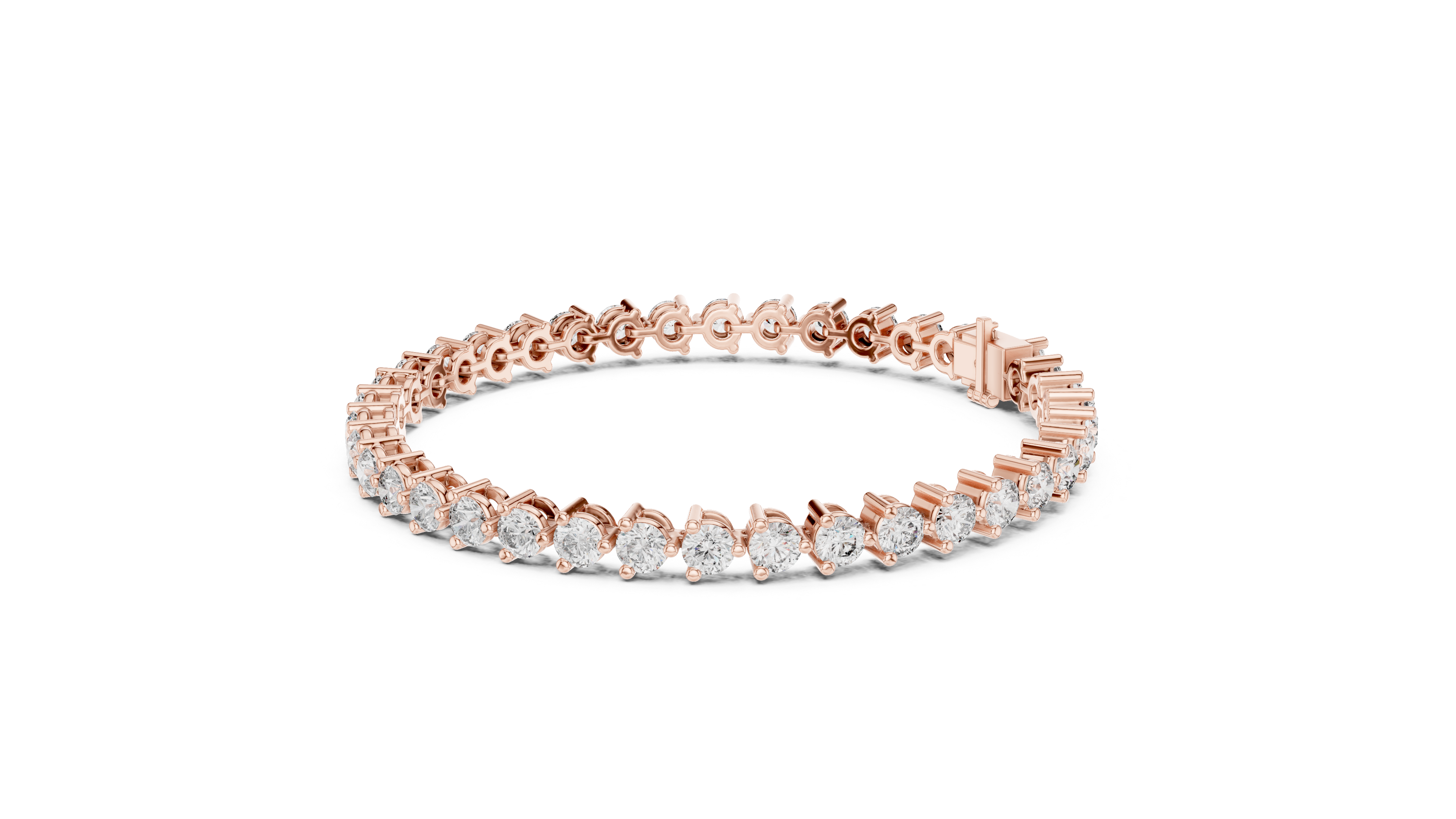 سوار ألماس مرصع بمخالب مستديرة in Rose Gold - VYKA Diamonds