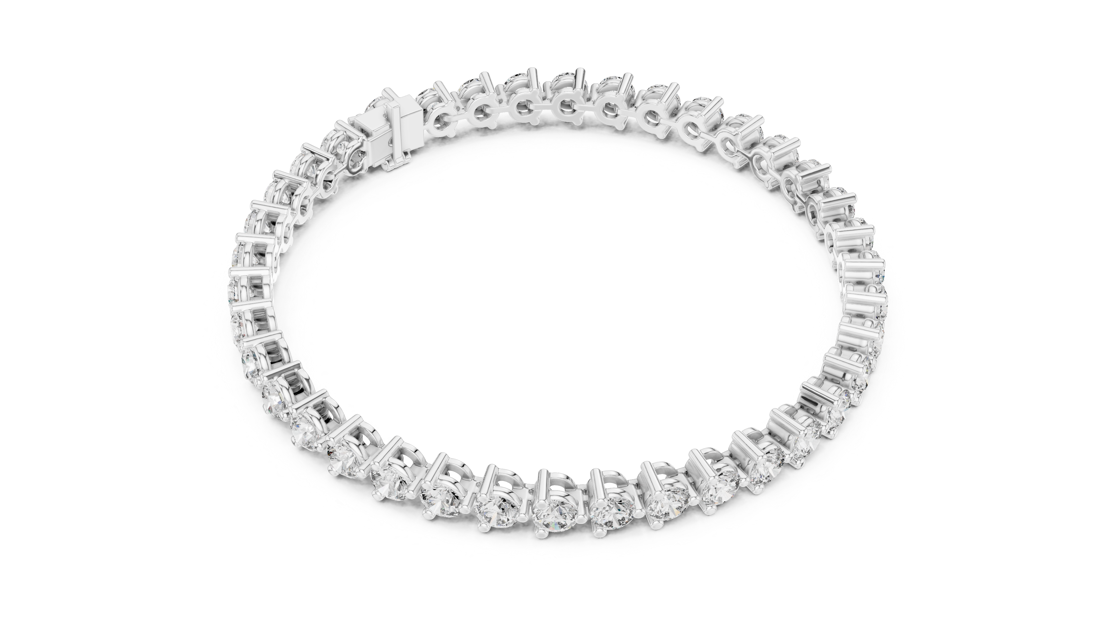 سوار ألماس مرصع بمخالب مستديرة in White Gold - VYKA Diamonds