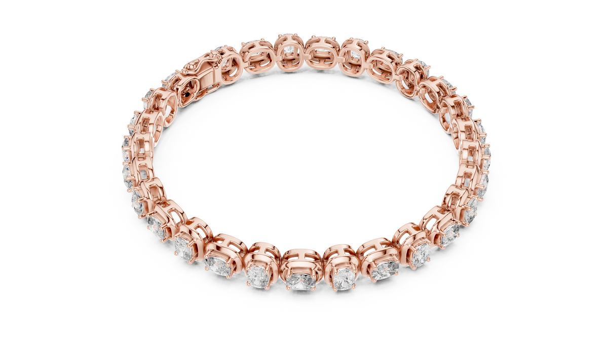 سوار تنس بألماس كوشن بإطارات محيطة in Rose Gold - VYKA Diamonds