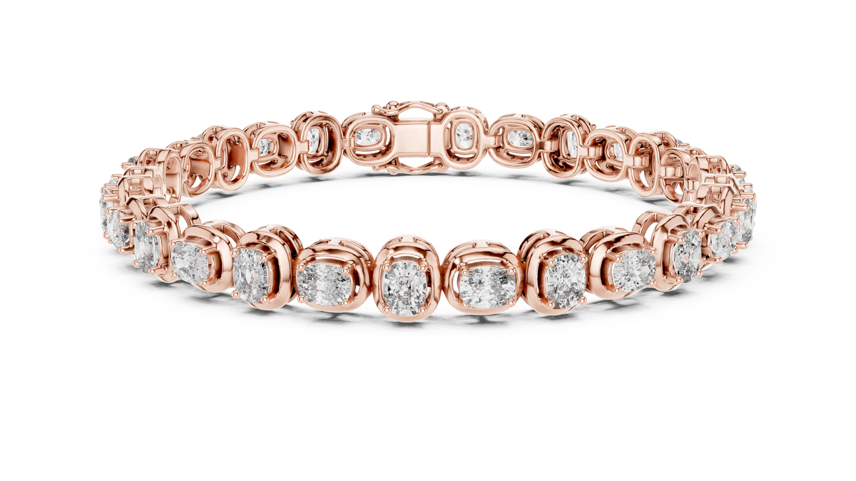 Cushion Cut Diamond Collet Tennis Bracelet