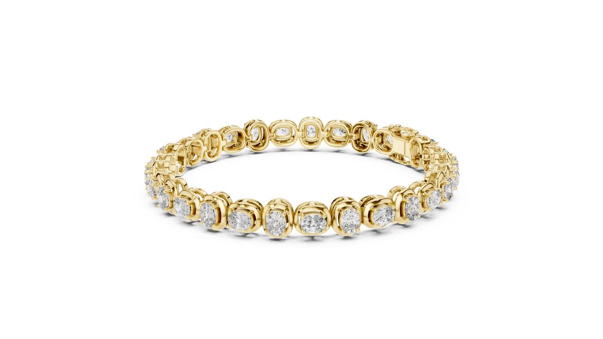 Cushion Cut Diamond Collet Tennis Bracelet