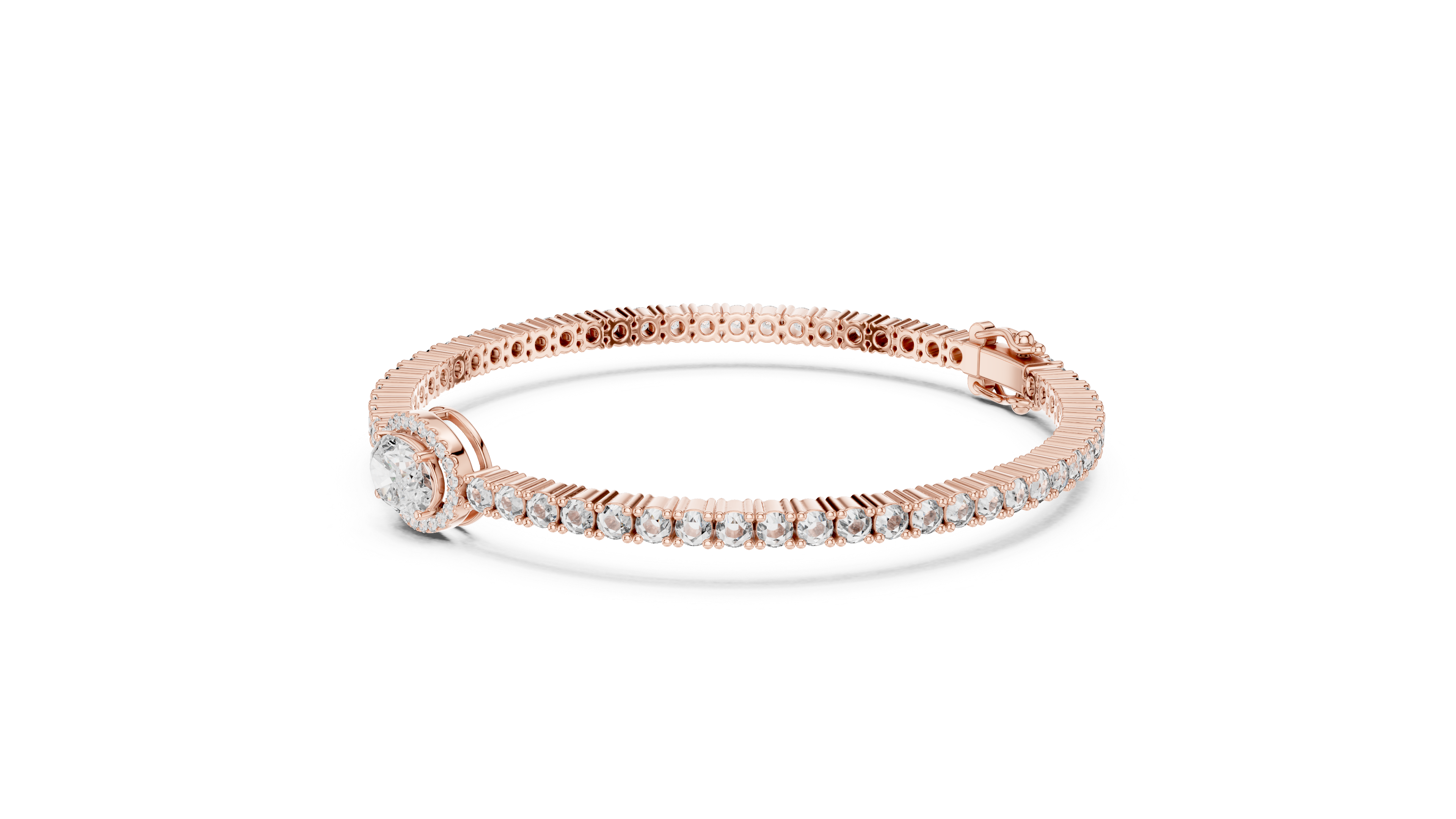 سوار دقيق مرصع محطة in Rose Gold - VYKA Diamonds