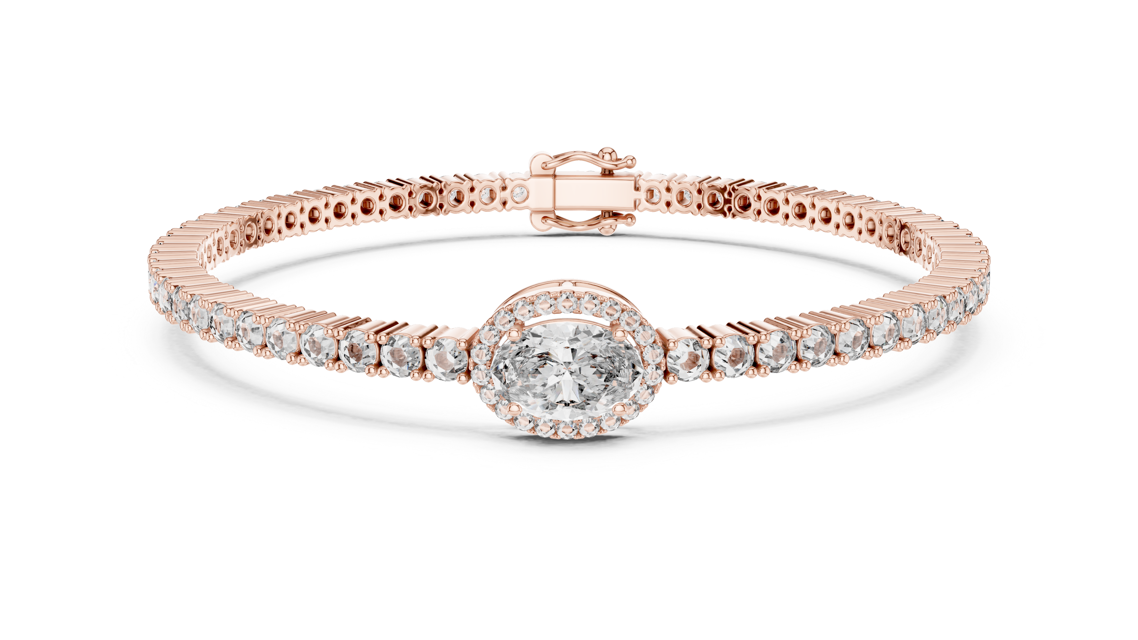 سوار دقيق مرصع محطة in Rose Gold - VYKA Diamonds