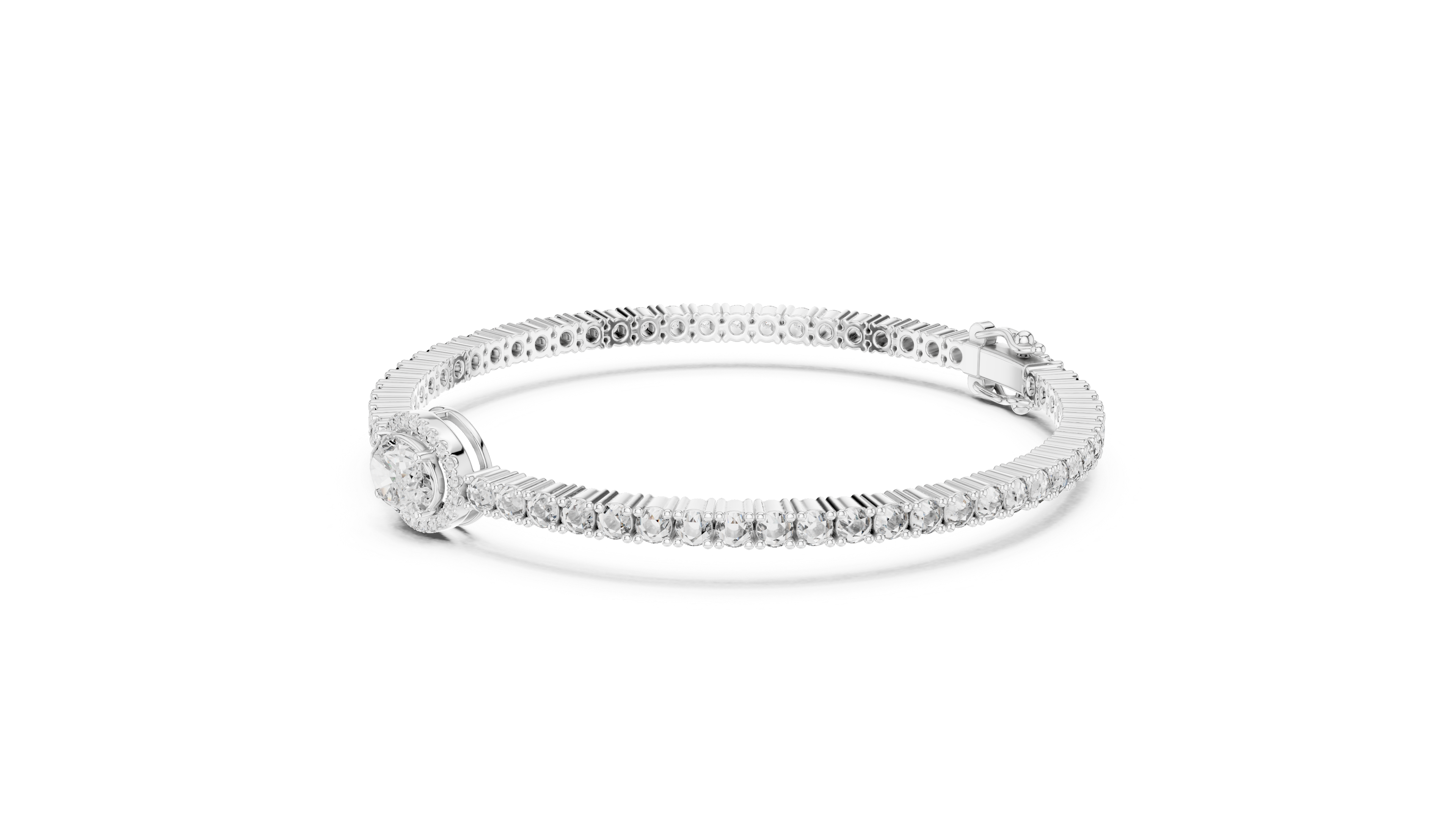 سوار دقيق مرصع محطة in White Gold - VYKA Diamonds