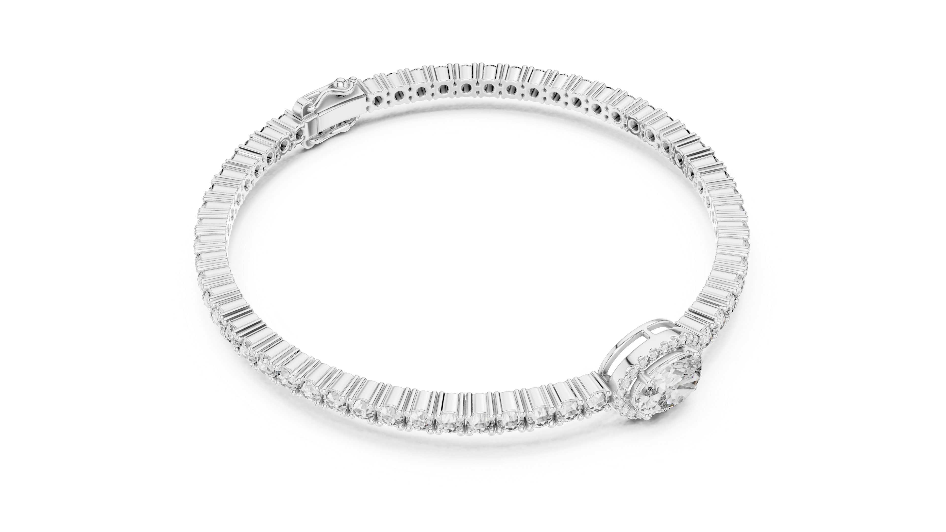 سوار دقيق مرصع محطة in White Gold - VYKA Diamonds