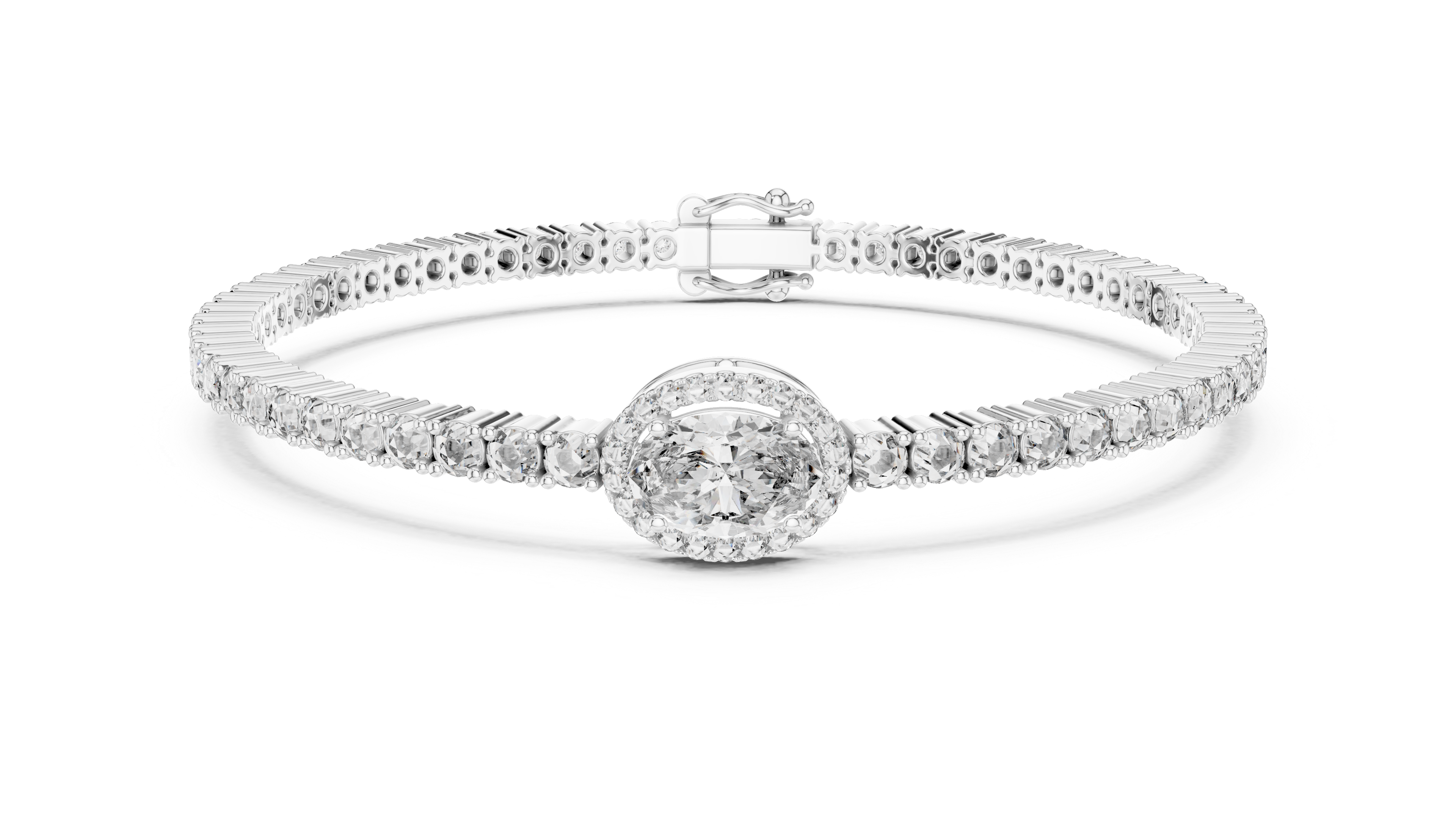 سوار دقيق مرصع محطة in White Gold - VYKA Diamonds