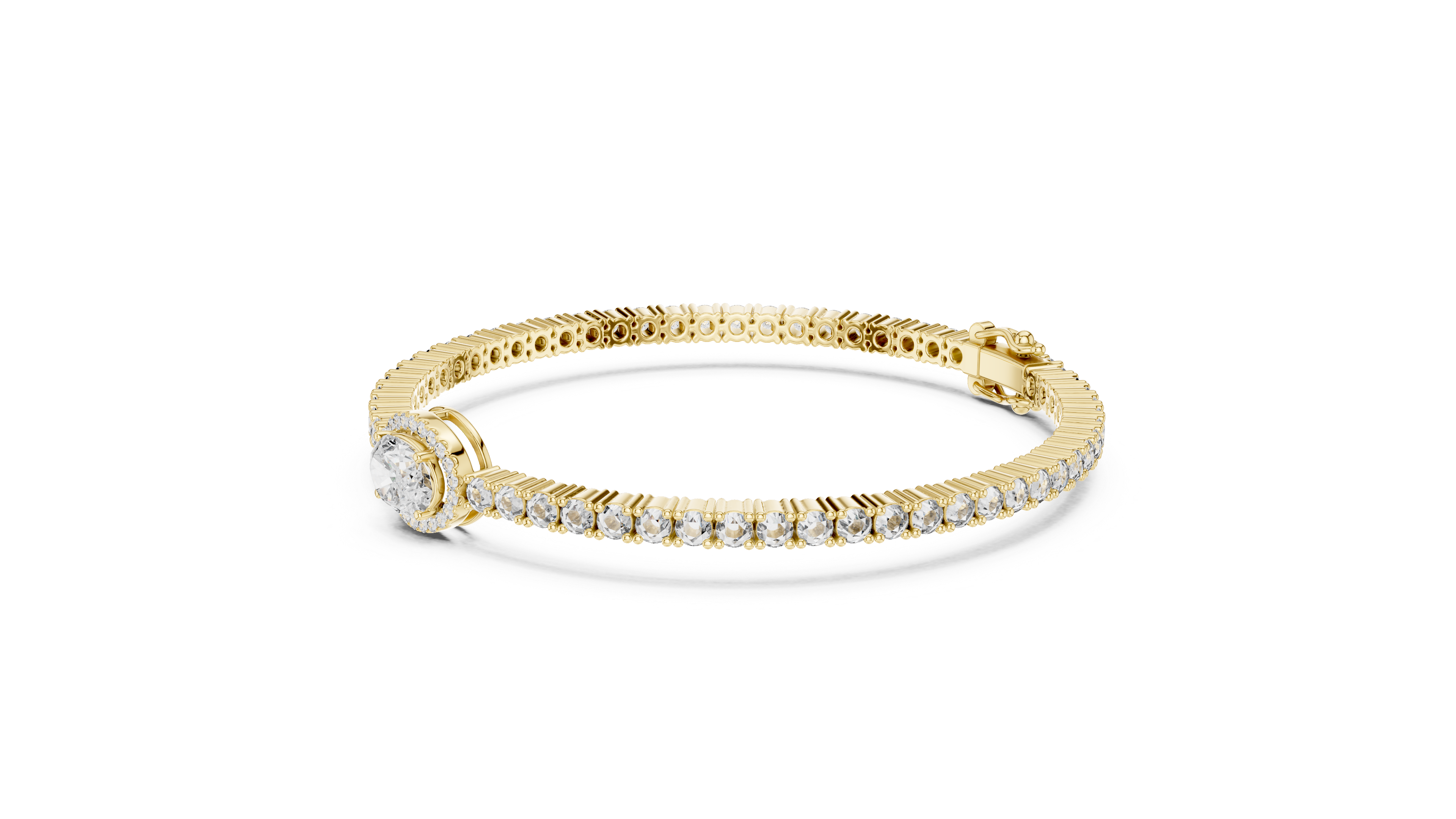 سوار دقيق مرصع محطة in Yellow Gold - VYKA Diamonds