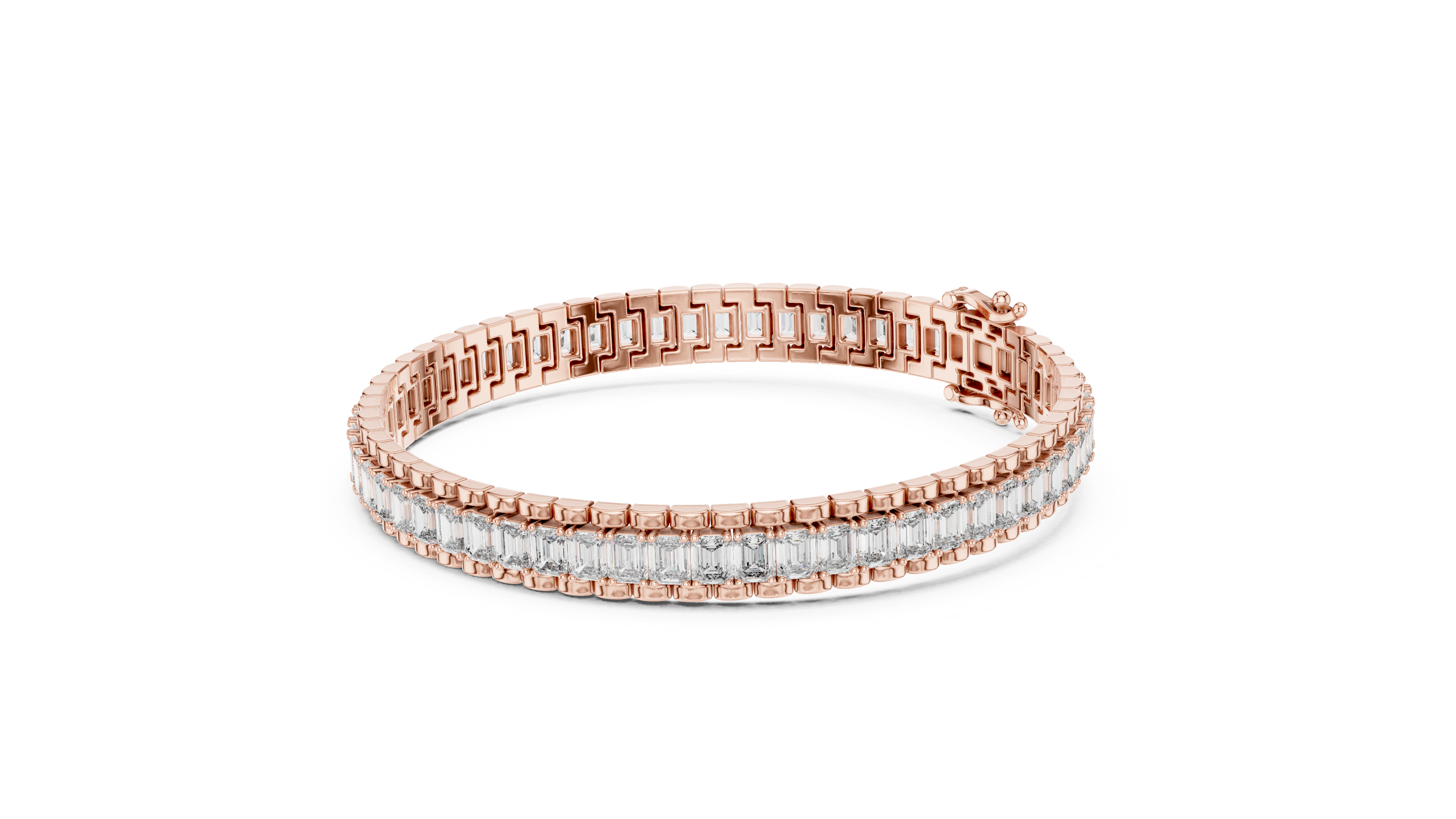 سوار كوليت الزمرد العريض in Rose Gold - VYKA Diamonds