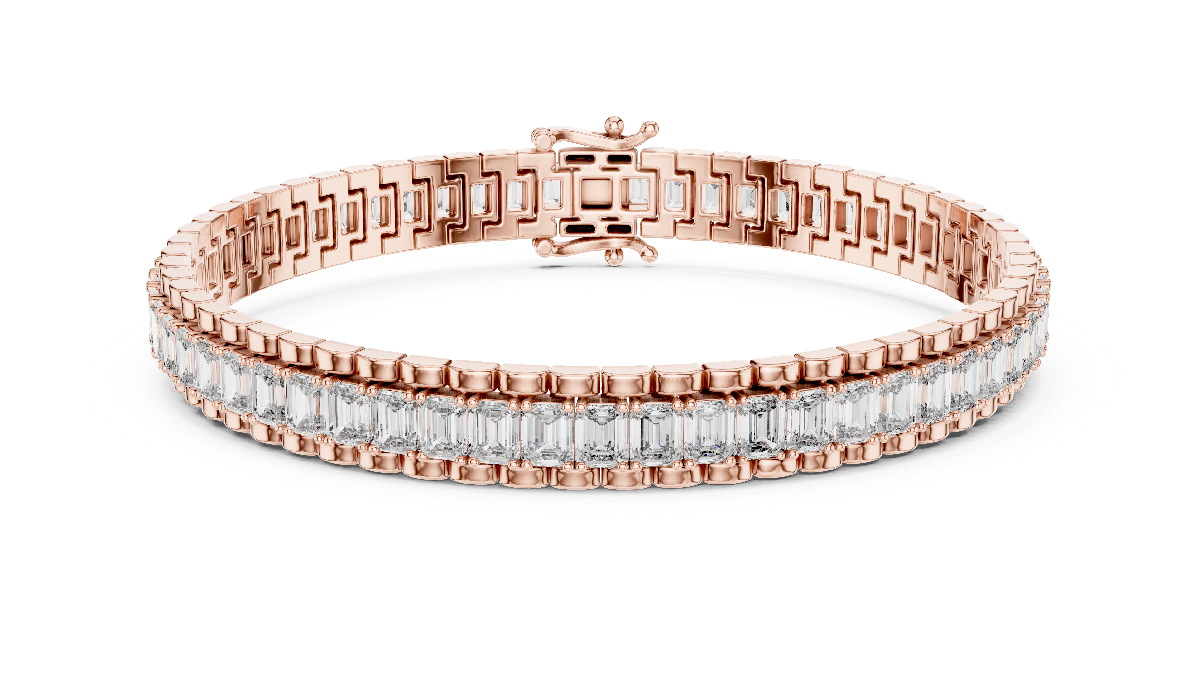 سوار كوليت الزمرد العريض in Rose Gold - VYKA Diamonds