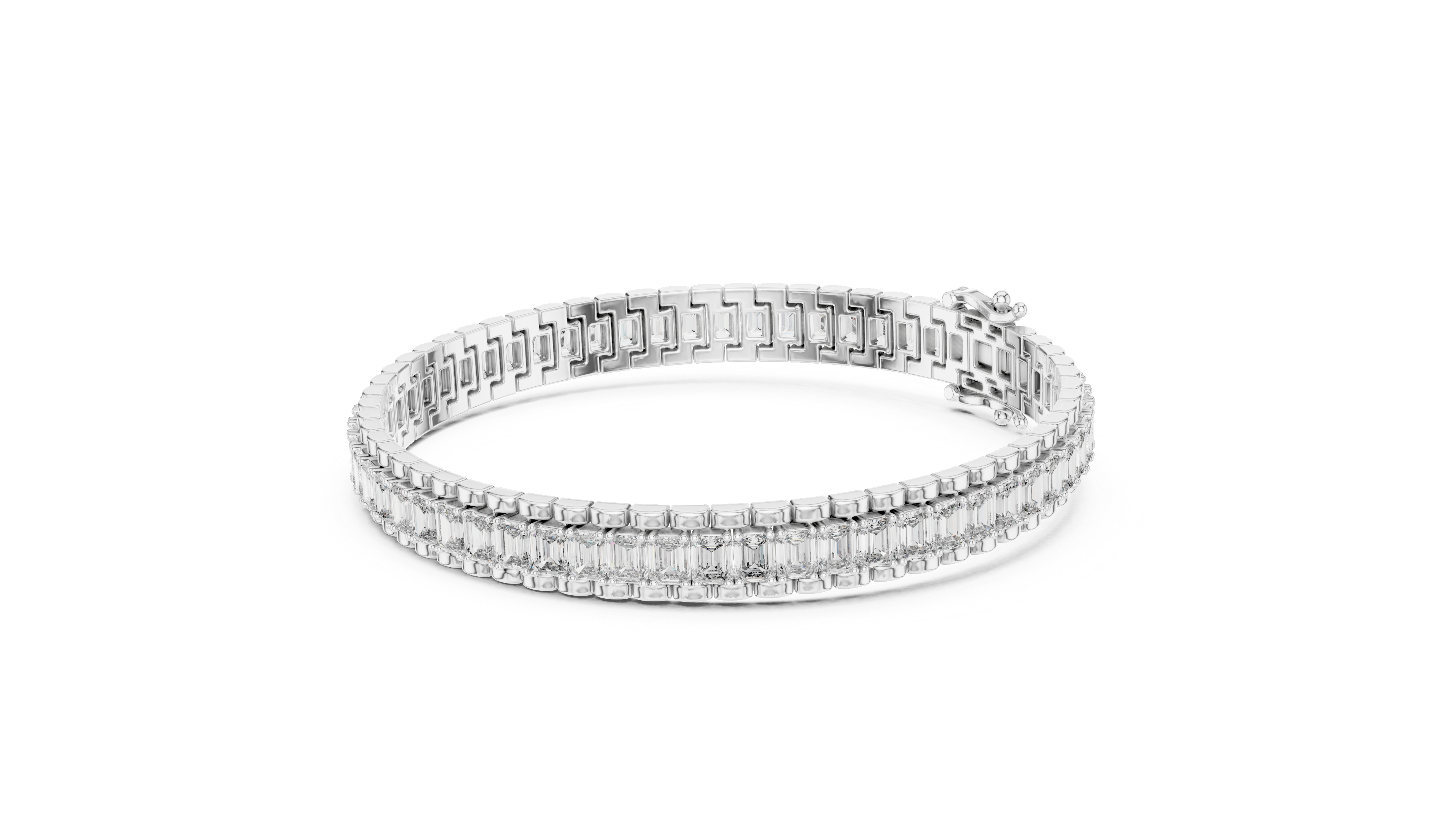 سوار كوليت الزمرد العريض in White Gold - VYKA Diamonds