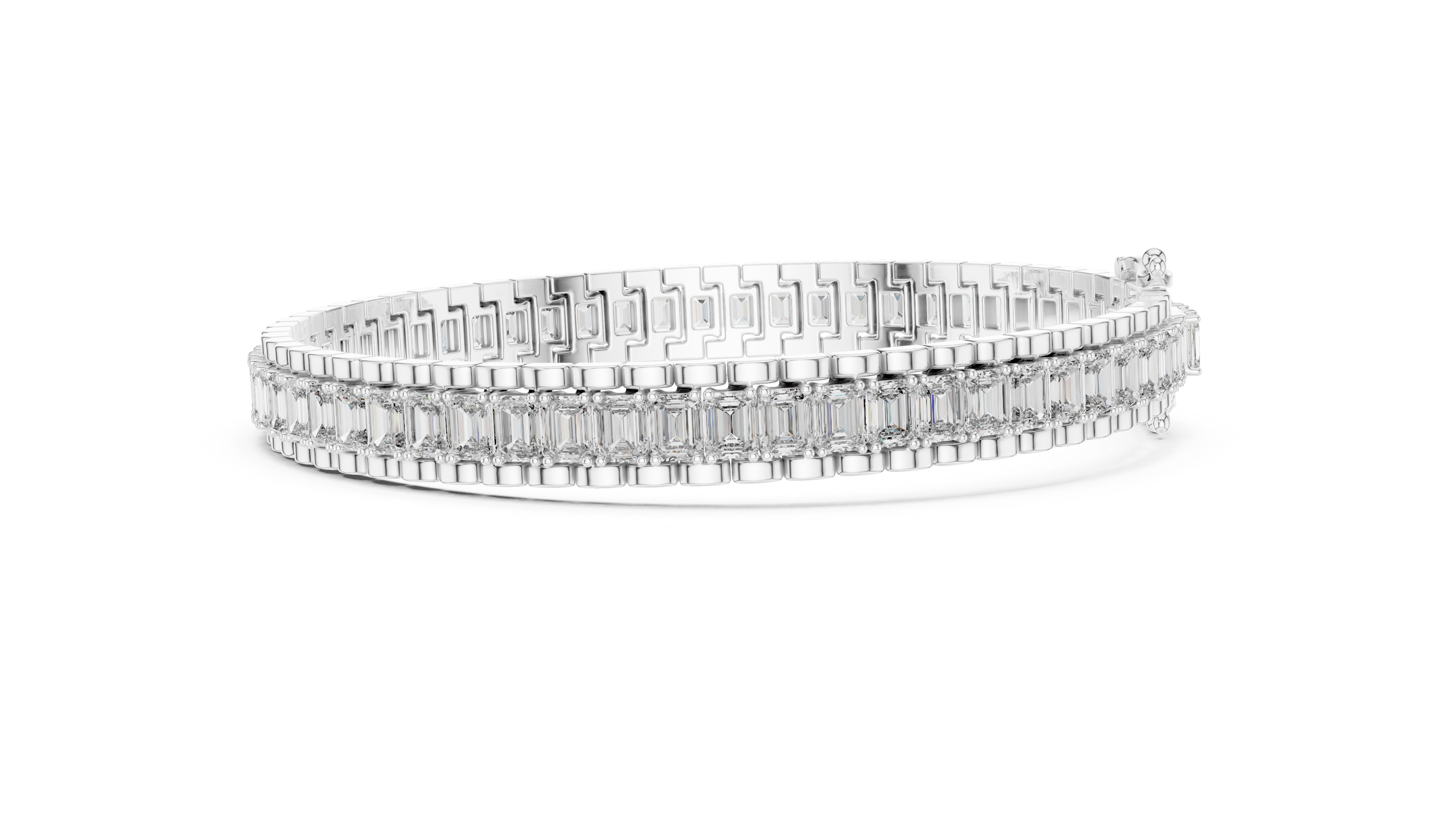 سوار كوليت الزمرد العريض in White Gold - VYKA Diamonds