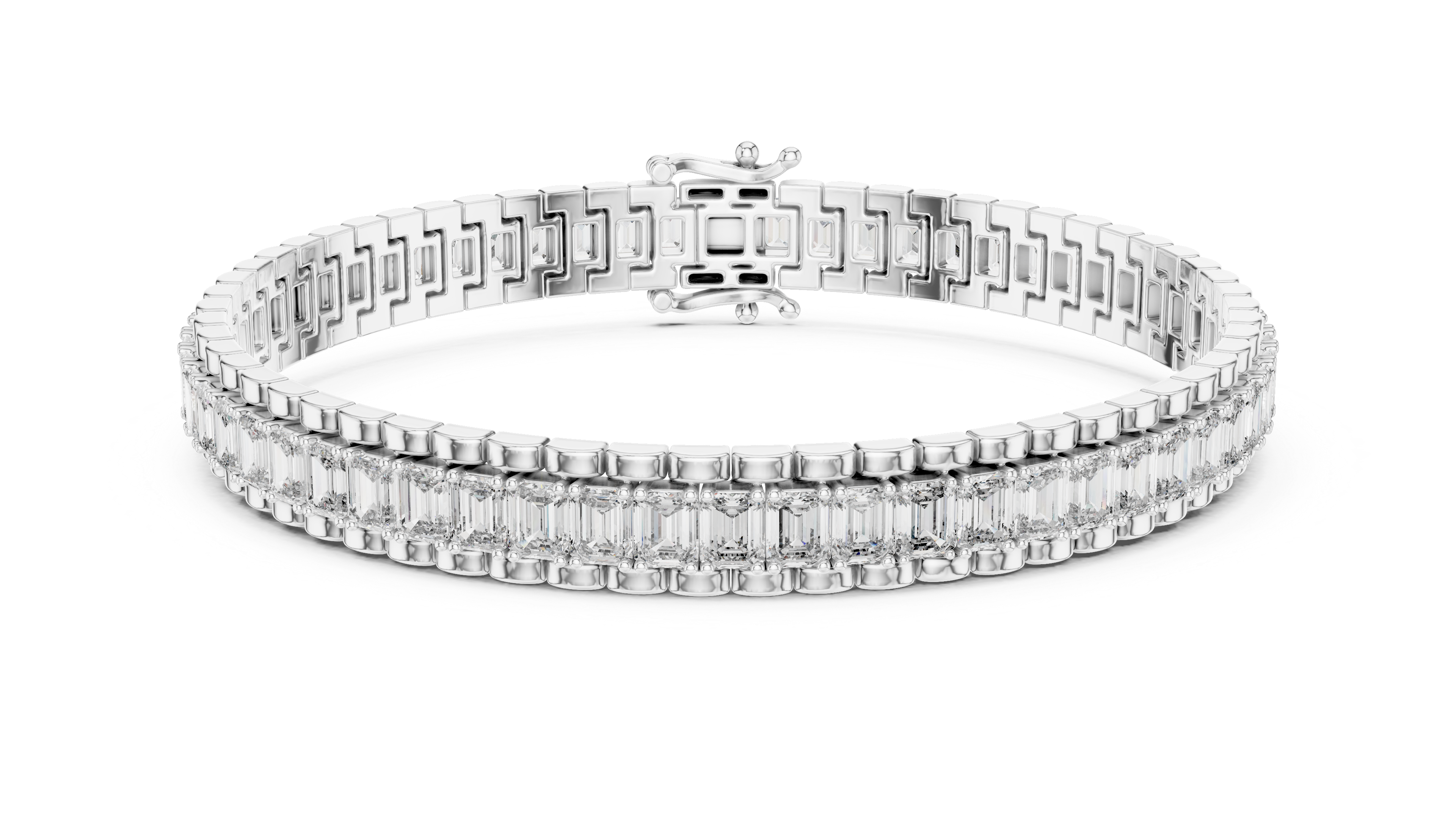 سوار كوليت الزمرد العريض in White Gold - VYKA Diamonds