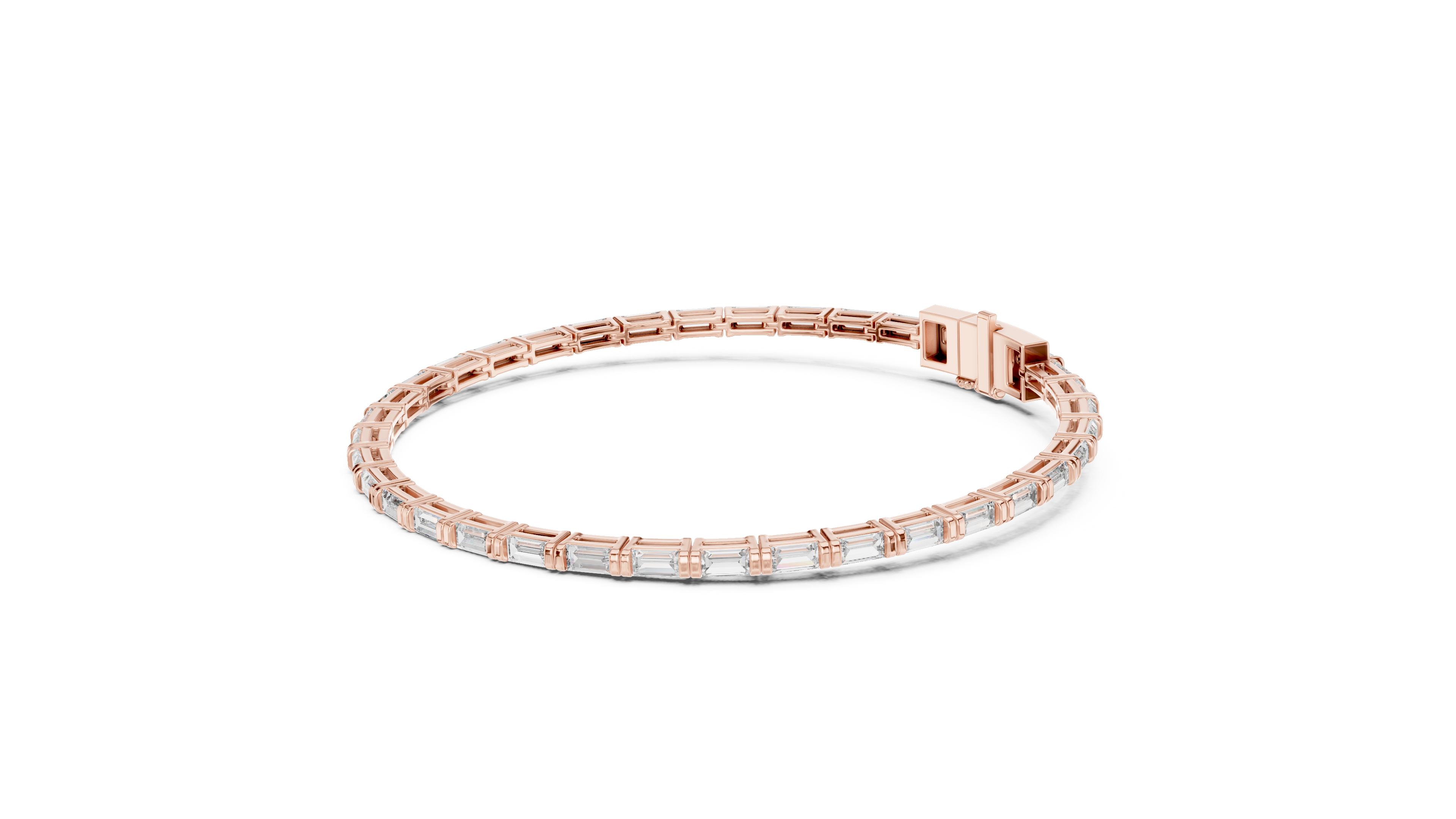 Baguette Collet Diamond Bangle in Rose Gold - VYKA Diamonds