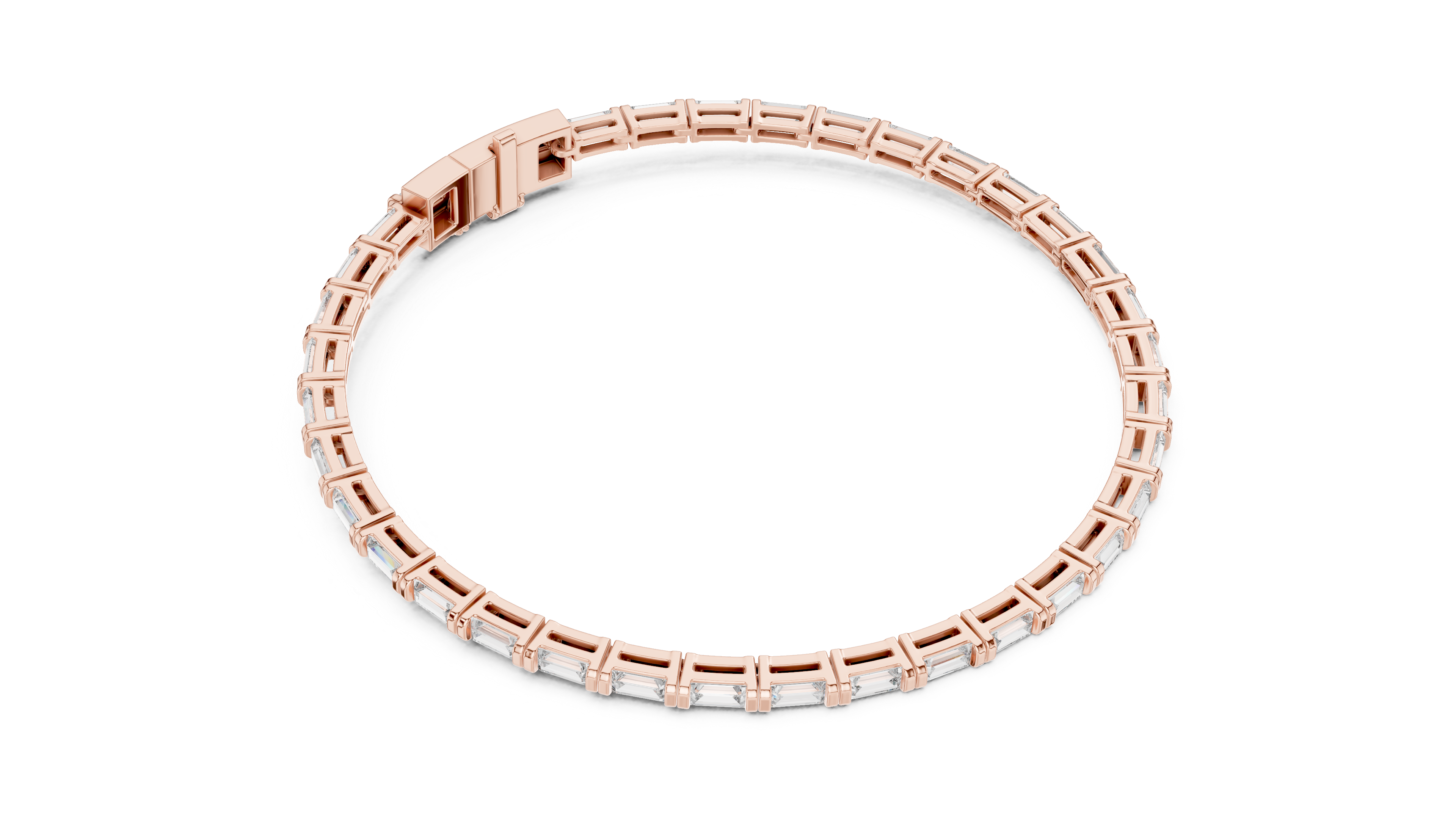 Baguette Collet Diamond Bangle in Rose Gold - VYKA Diamonds