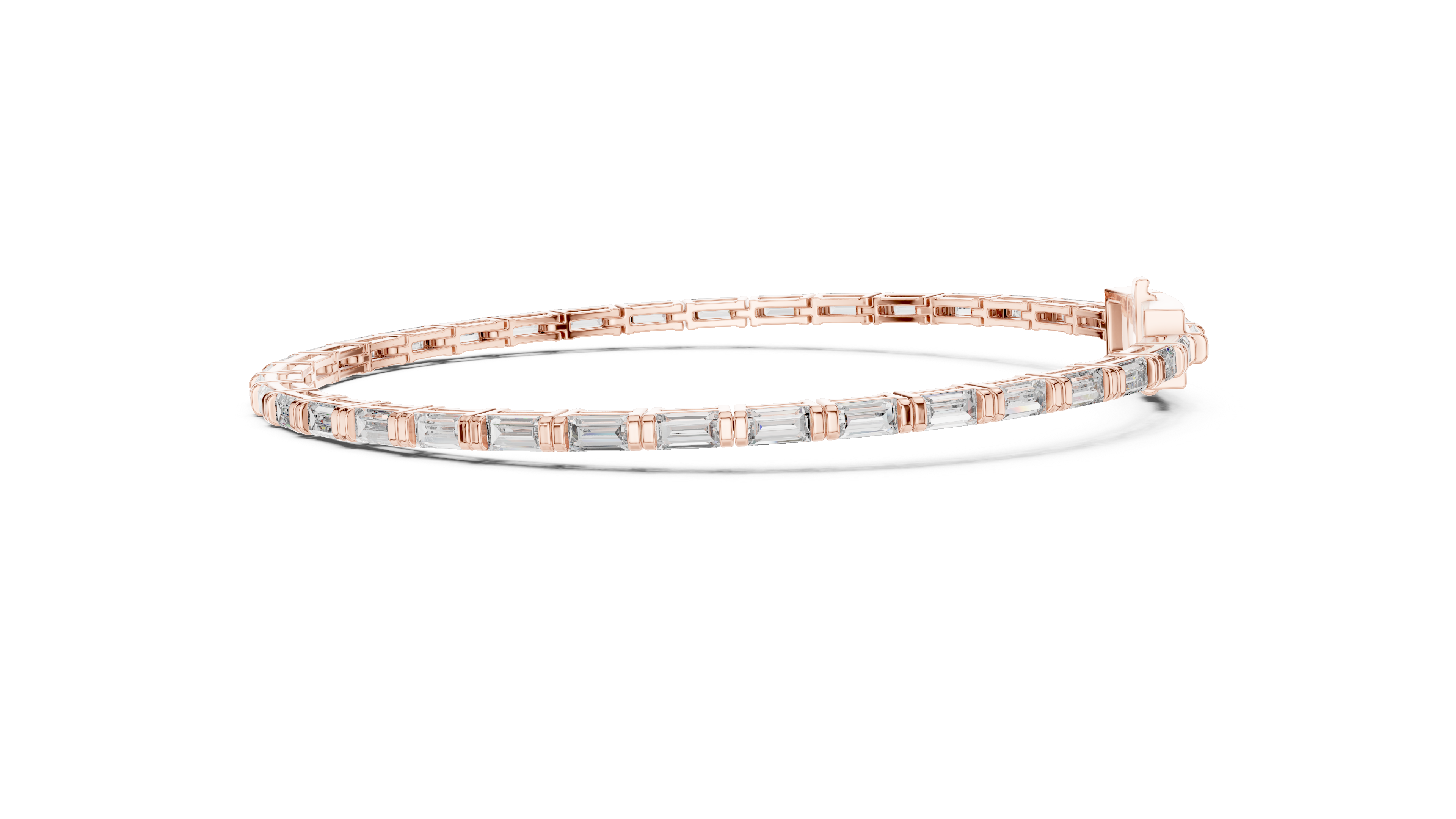 Baguette Collet Diamond Bangle in Rose Gold - VYKA Diamonds
