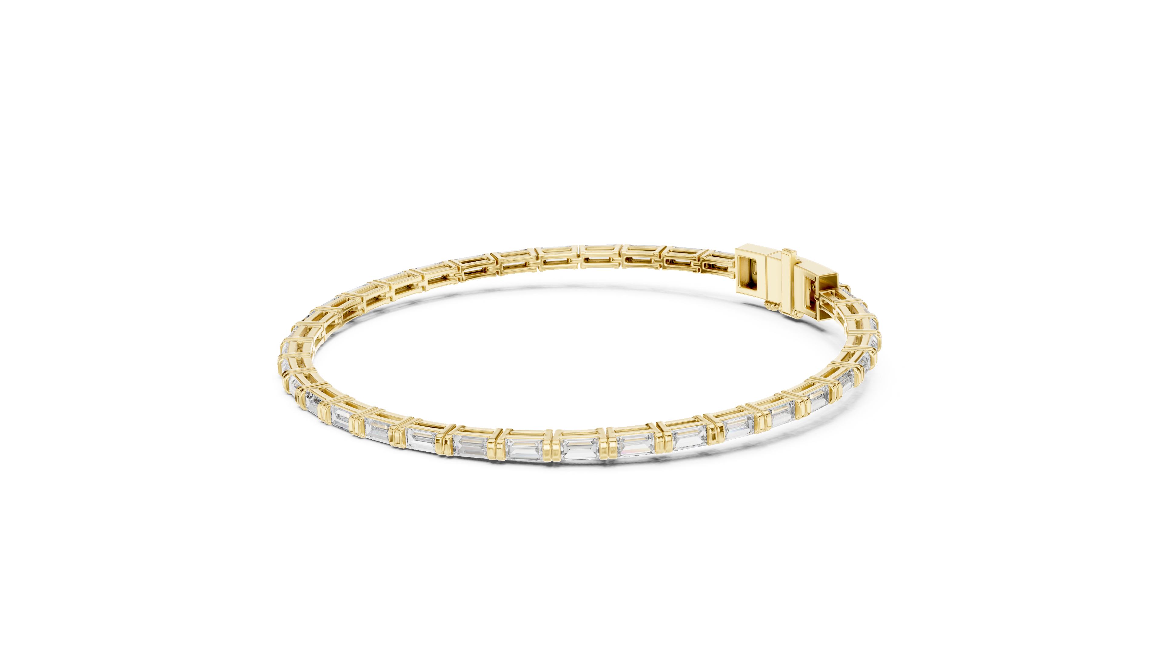 Baguette Collet Diamond Bangle in Yellow Gold - VYKA Diamonds