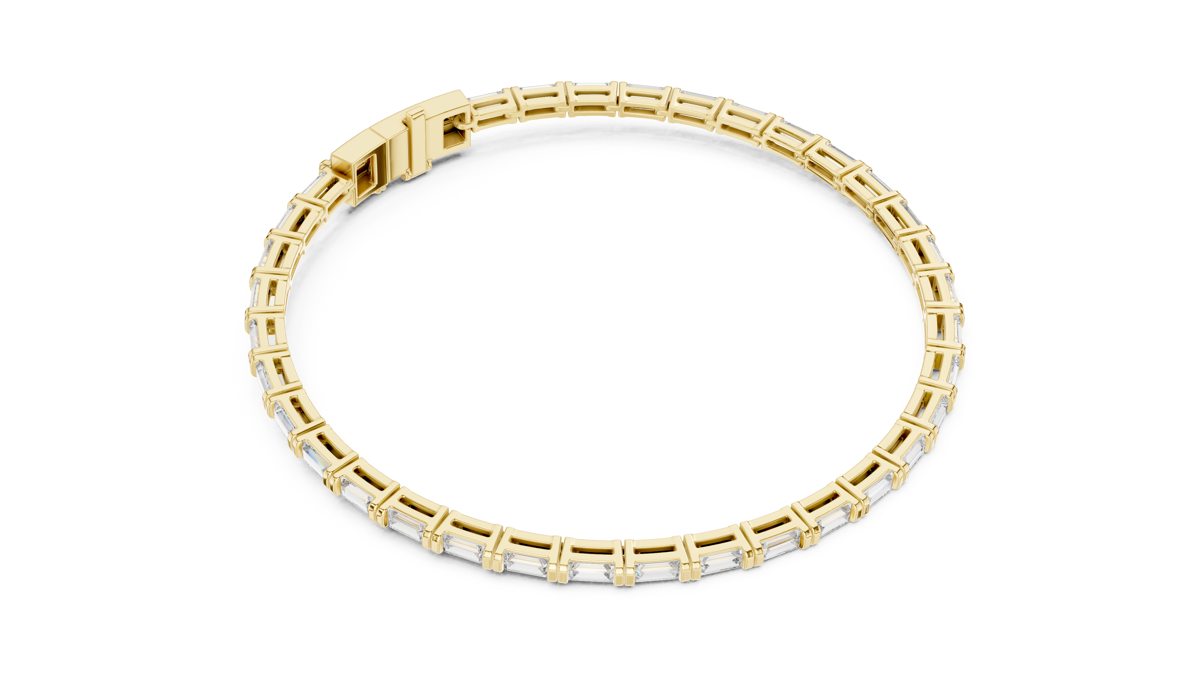 Baguette Collet Diamond Bangle in Yellow Gold - VYKA Diamonds