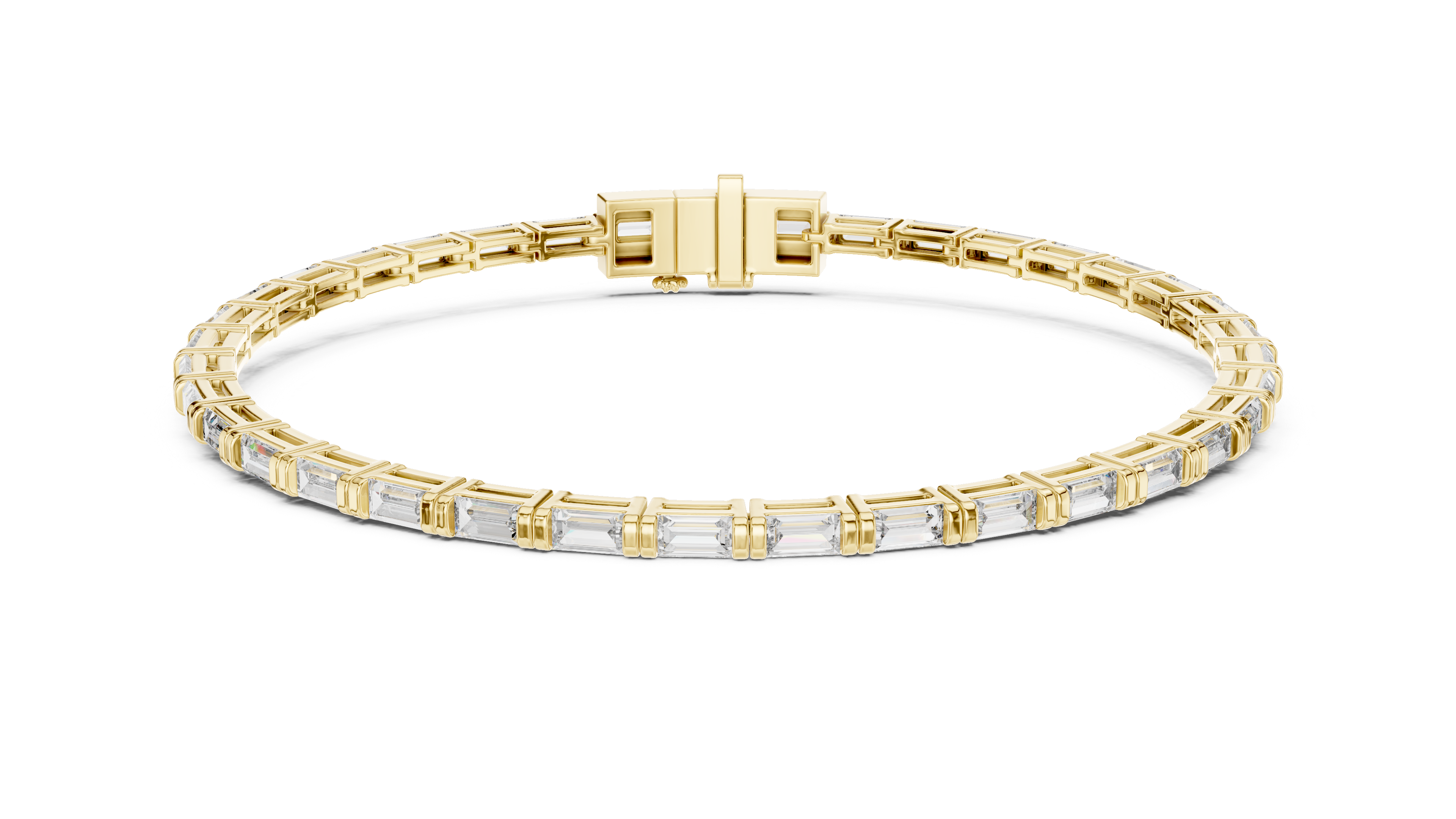 Baguette Collet Diamond Bangle in Yellow Gold - VYKA Diamonds